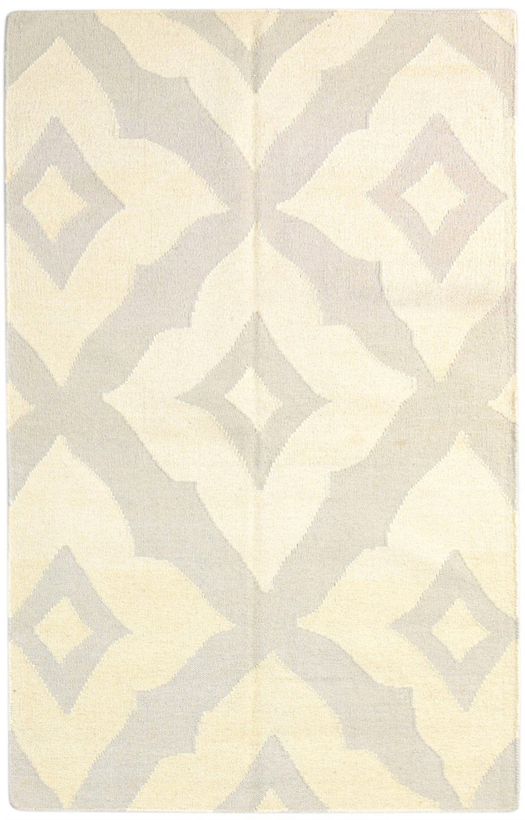 Wool Cream Rug 3' X 5' Modern Dhurrie Moroccan Floral Room Size Carpet 7865196576917