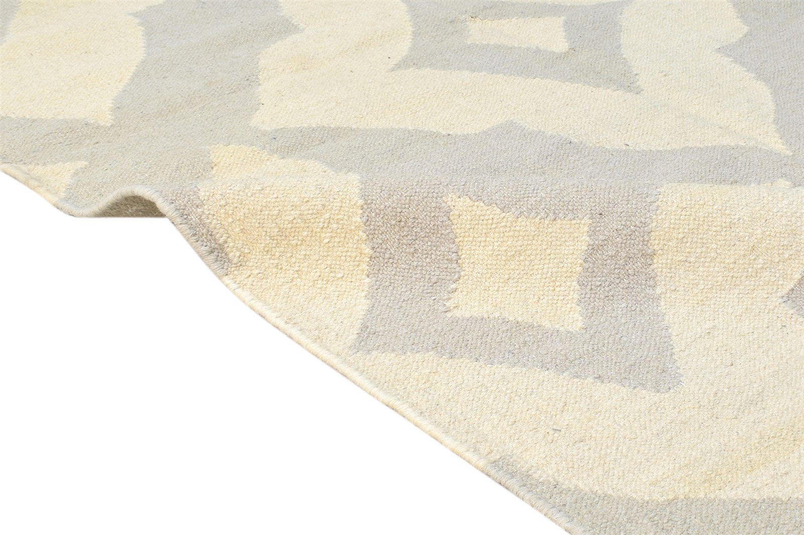 Wool Cream Rug 3' X 5' Modern Dhurrie Moroccan Floral Room Size Carpet 7865196576917