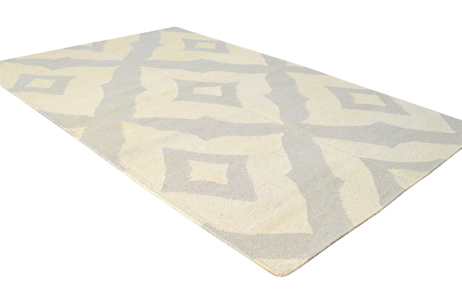 Wool Cream Rug 3' X 5' Modern Dhurrie Moroccan Floral Room Size Carpet 7865196576917