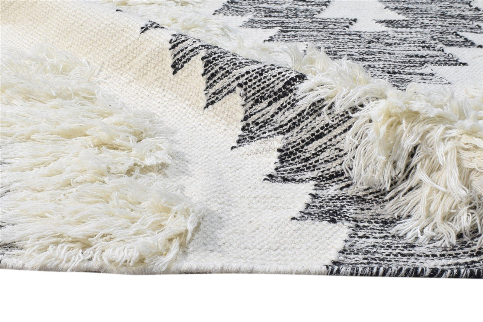 Wool Cream Rug 4' X 5' Modern Hand Woven Scandinavian Diamond Room Size Carpet 7865139495061
