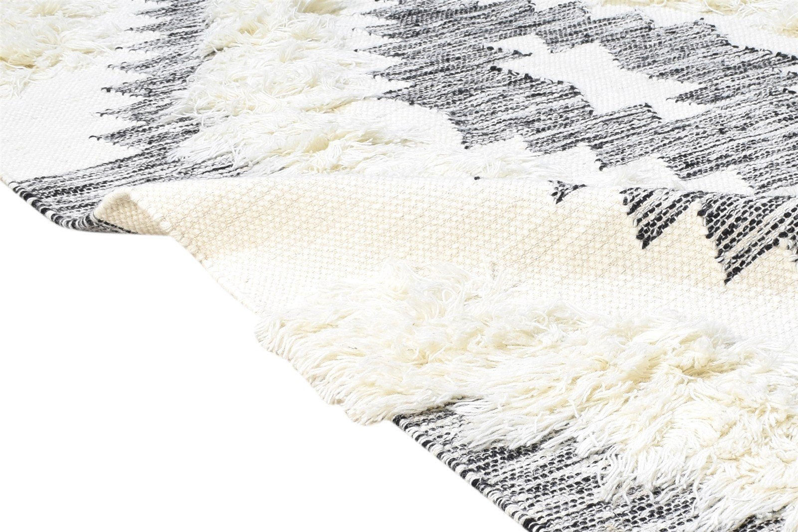 Wool Cream Rug 4' X 5' Modern Hand Woven Scandinavian Diamond Room Size Carpet 7865139495061