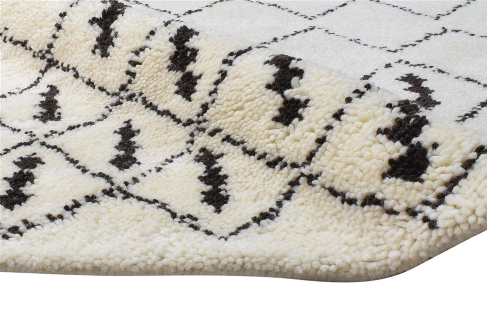 Wool Cream Rug 4' X 6' Modern Hand Knotted Moroccan Diamond Room Size Carpet 7865116459157
