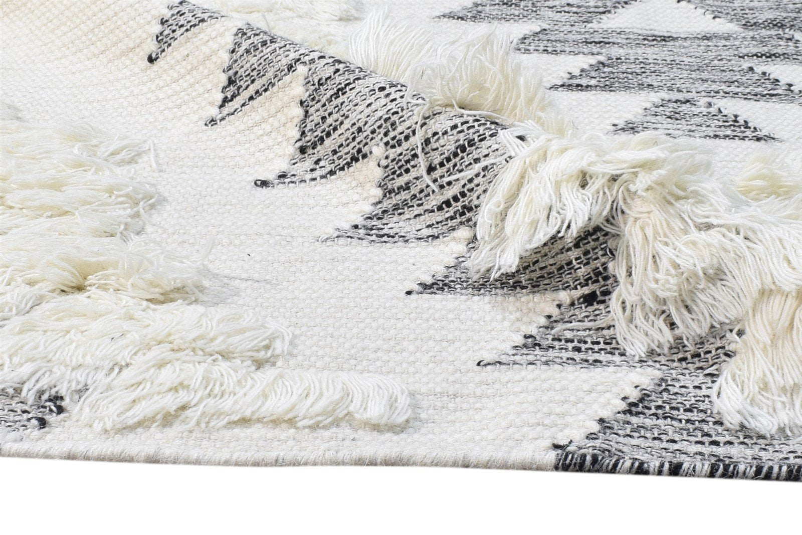 Wool Cream Rug 4' X 6' Modern Hand Woven Scandinavian Diamond Room Size Carpet 7865139658901