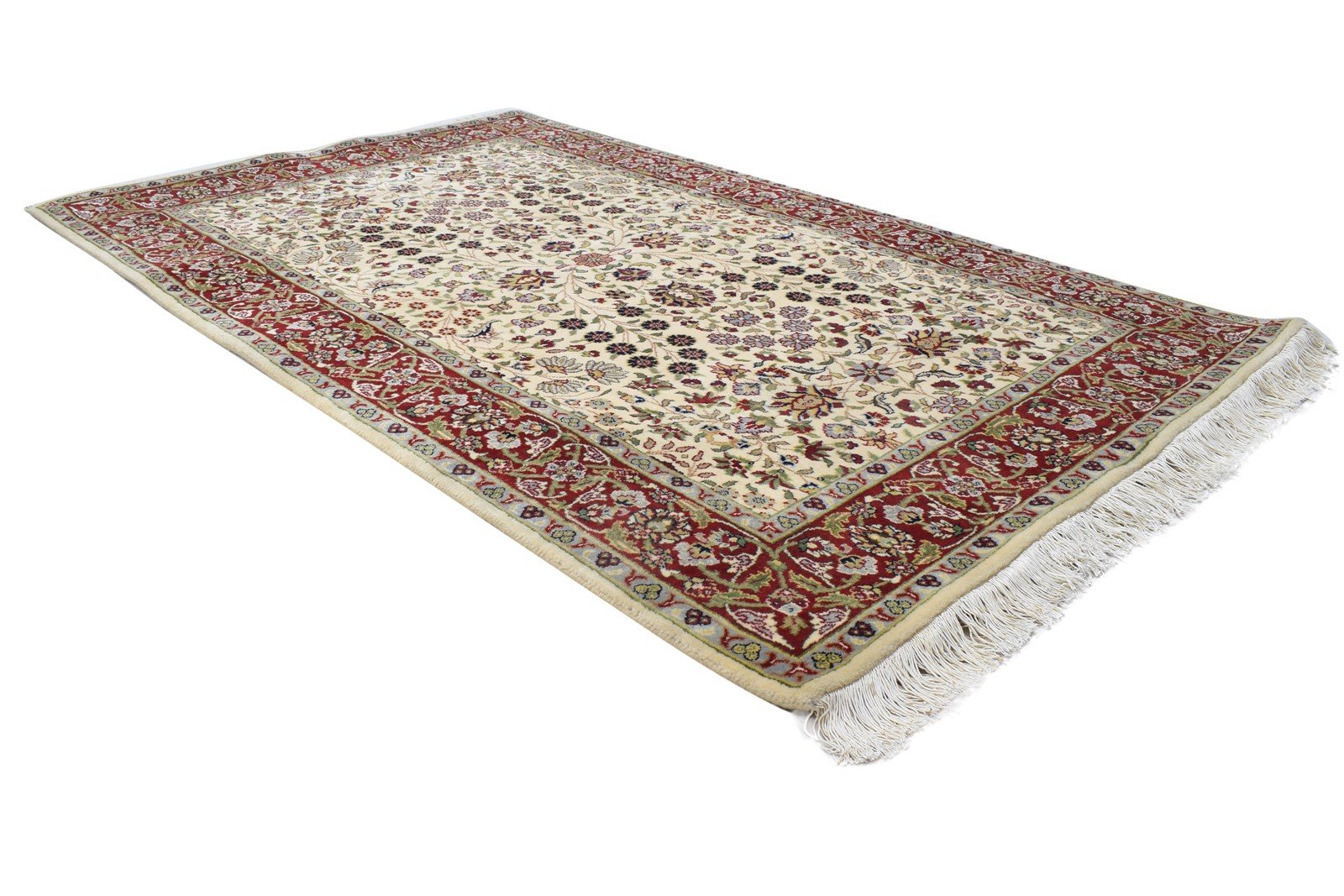 Wool Cream Rug 4' X 6' Persian Hand Knotted Kashan Oriental Room Size Carpet 7864090198165