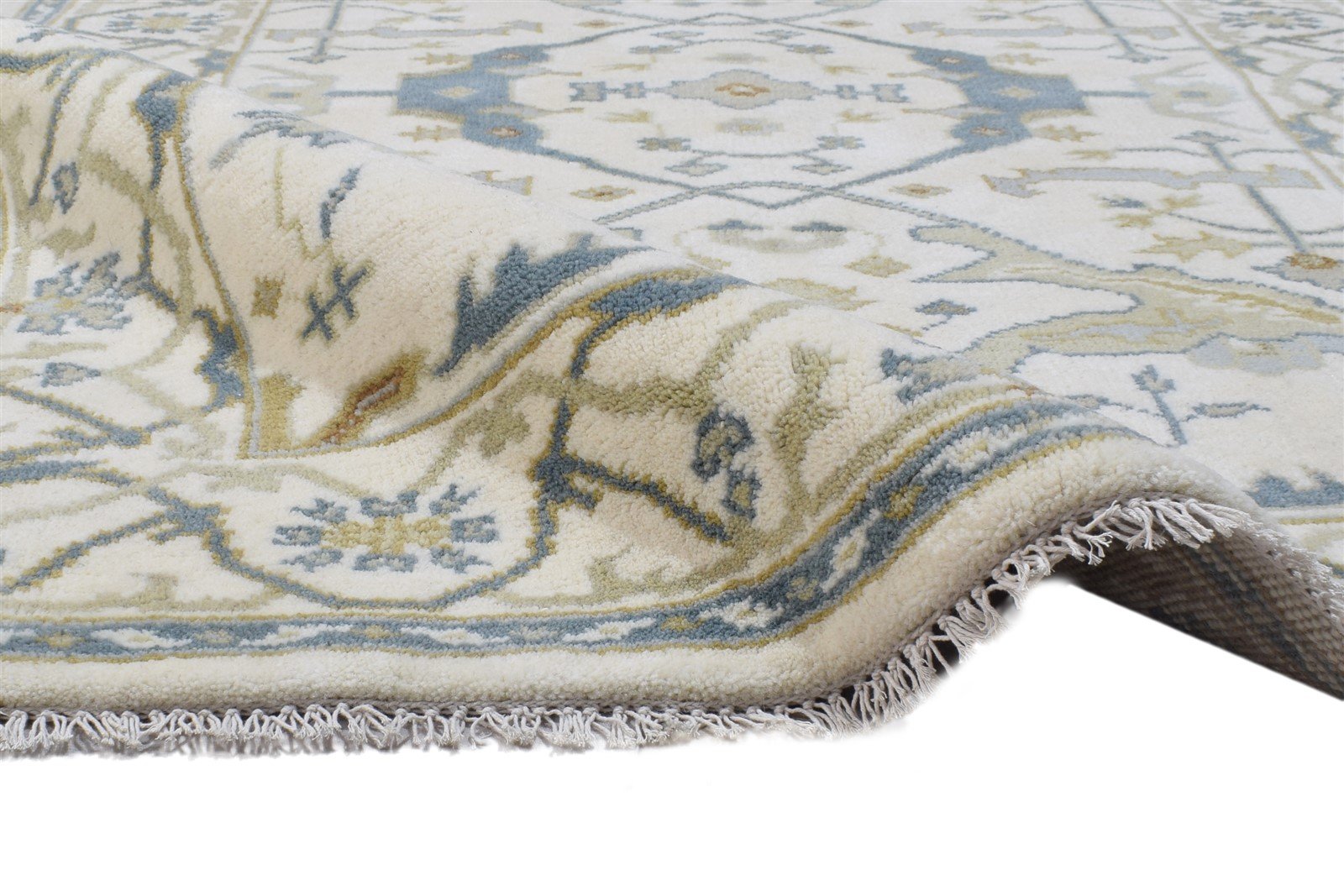 Wool Cream Rug 4' X 6' Persien Hand Knotted Oushak Oriental Room Size Carpet 7864328454293