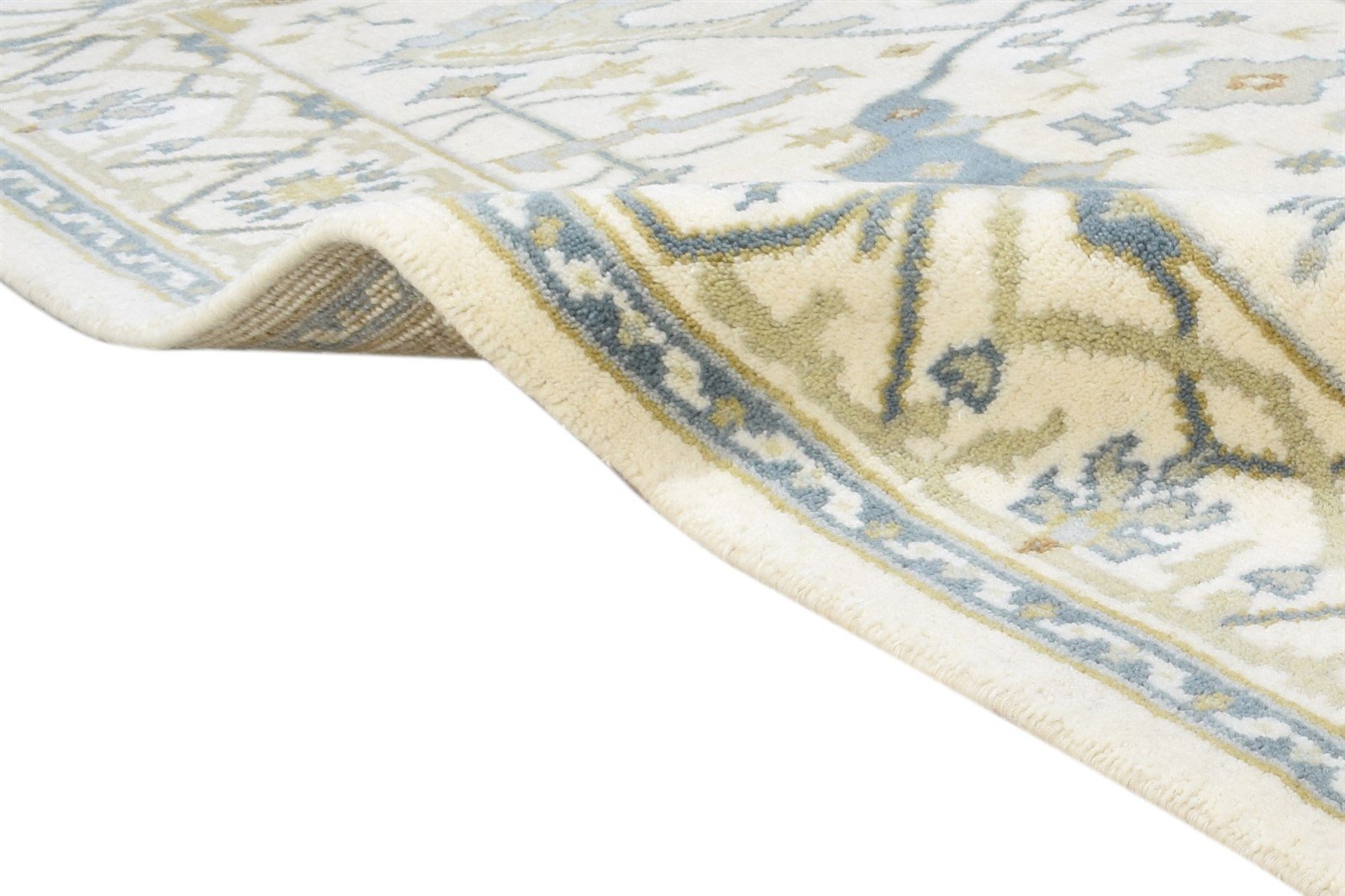 Wool Cream Rug 4' X 6' Persien Hand Knotted Oushak Oriental Room Size Carpet 7864328454293