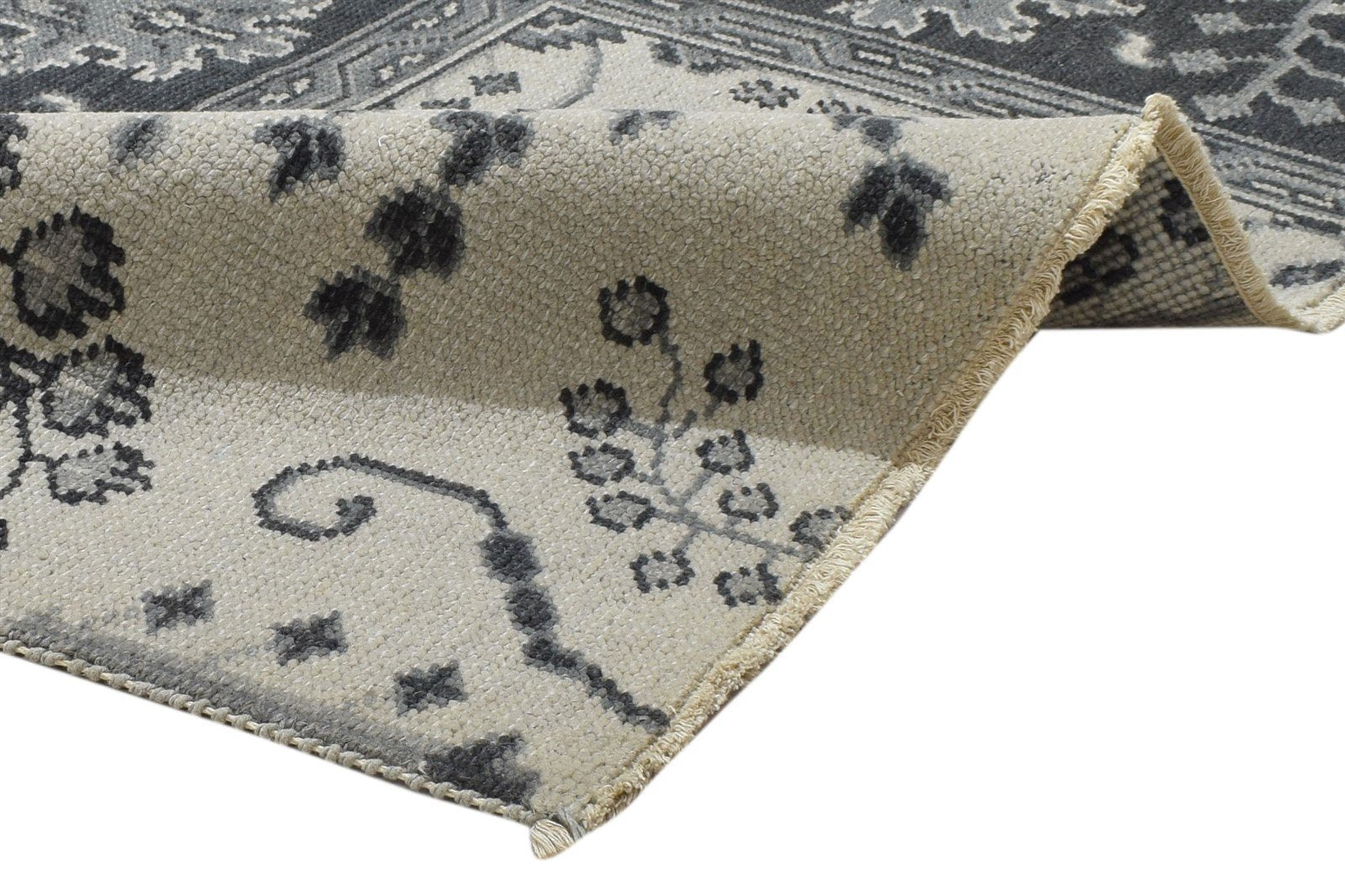 Wool Cream Rug 4X3 Persian Hand Knotted Sarouk-Indian Oriental Room Size Carpet 7864087019669