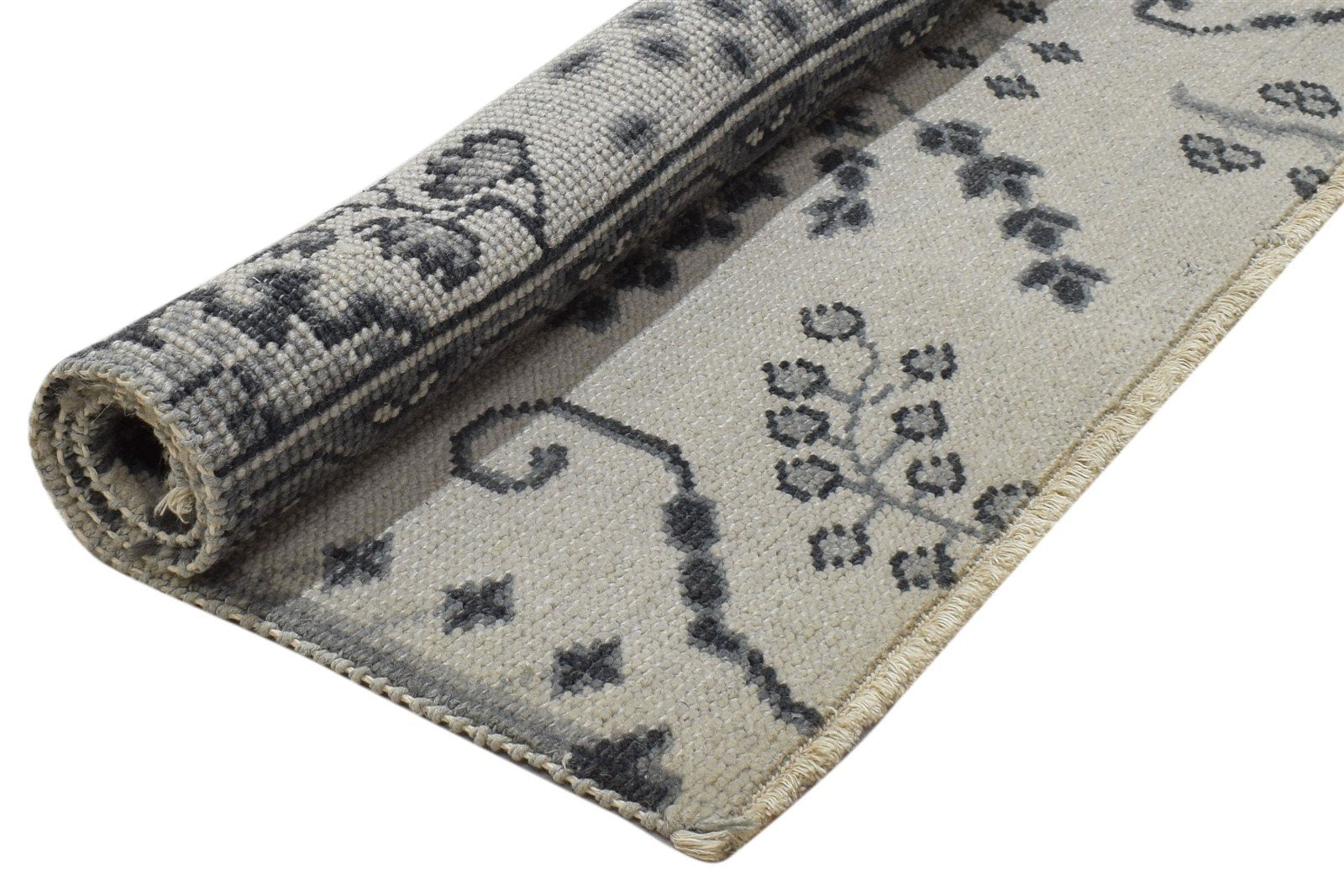 Wool Cream Rug 4X3 Persian Hand Knotted Sarouk-Indian Oriental Room Size Carpet 7864087019669