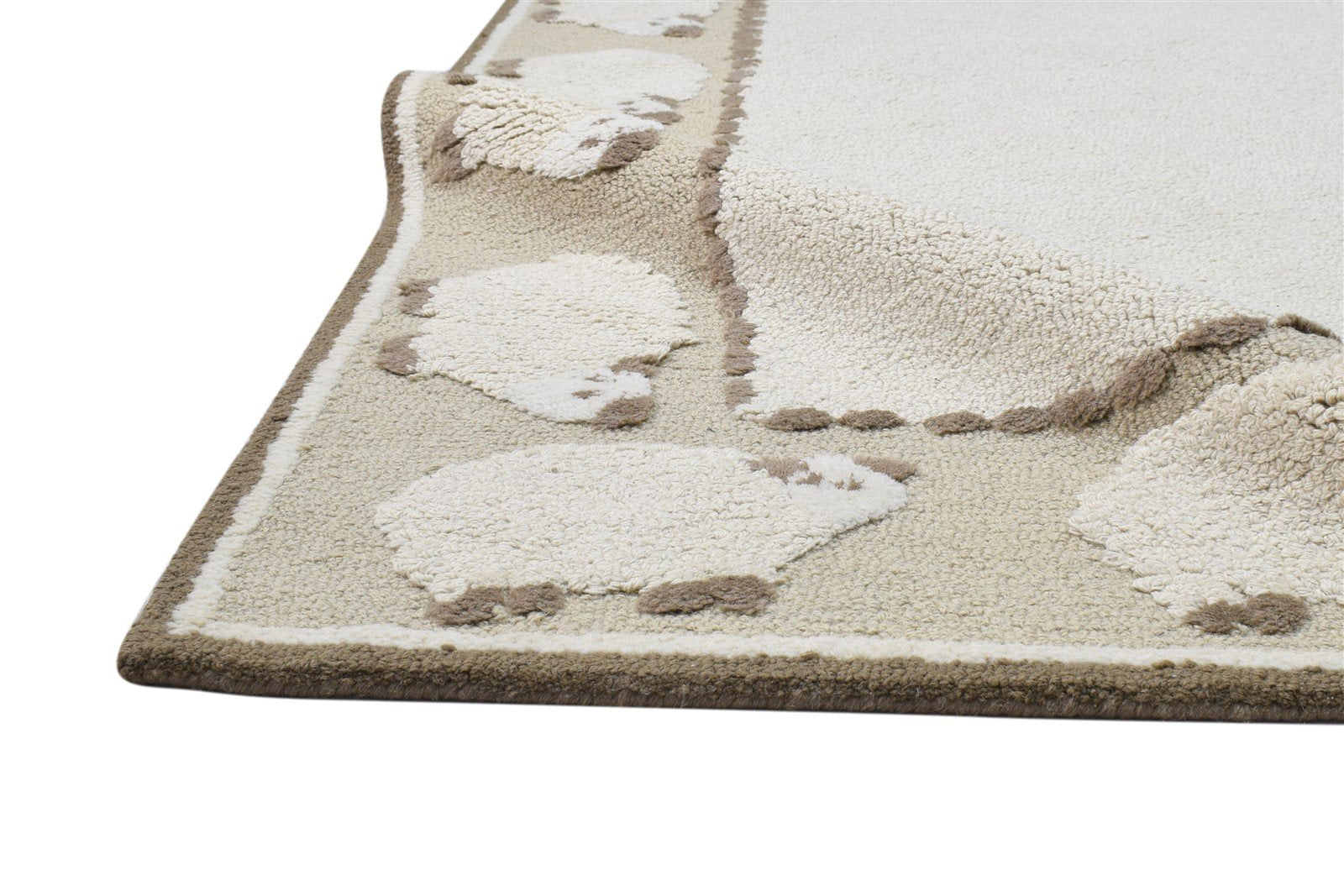 Wool Cream Rug 5' X 7' Modern Hand Tufted Indian Animal Print Room Size Carpet 7864095080597