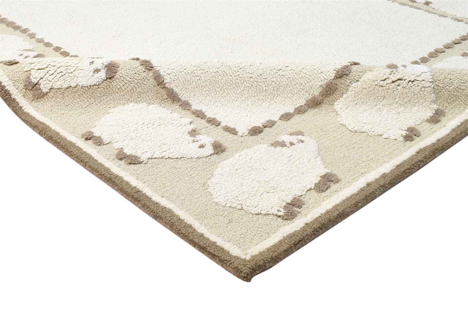 Wool Cream Rug 5' X 7' Modern Hand Tufted Indian Animal Print Room Size Carpet 7864095080597