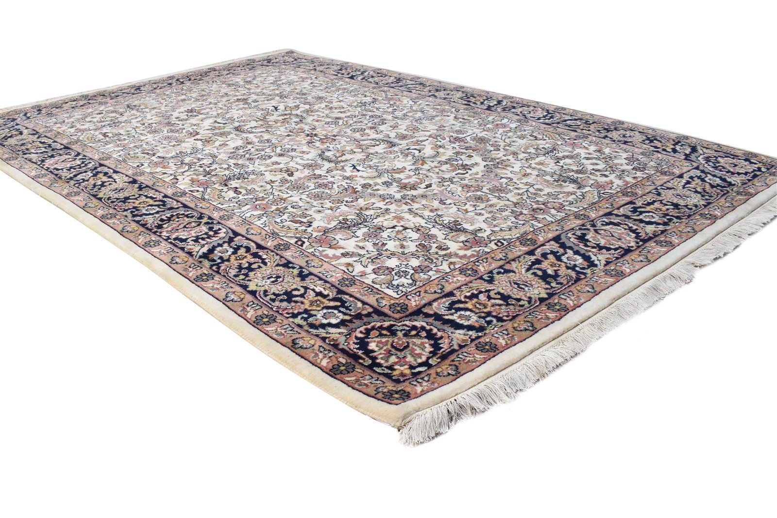 Wool Cream Rug 5' X 7' Persian Hand Knotted Kashan Oriental Room Size Carpet 7864633786517