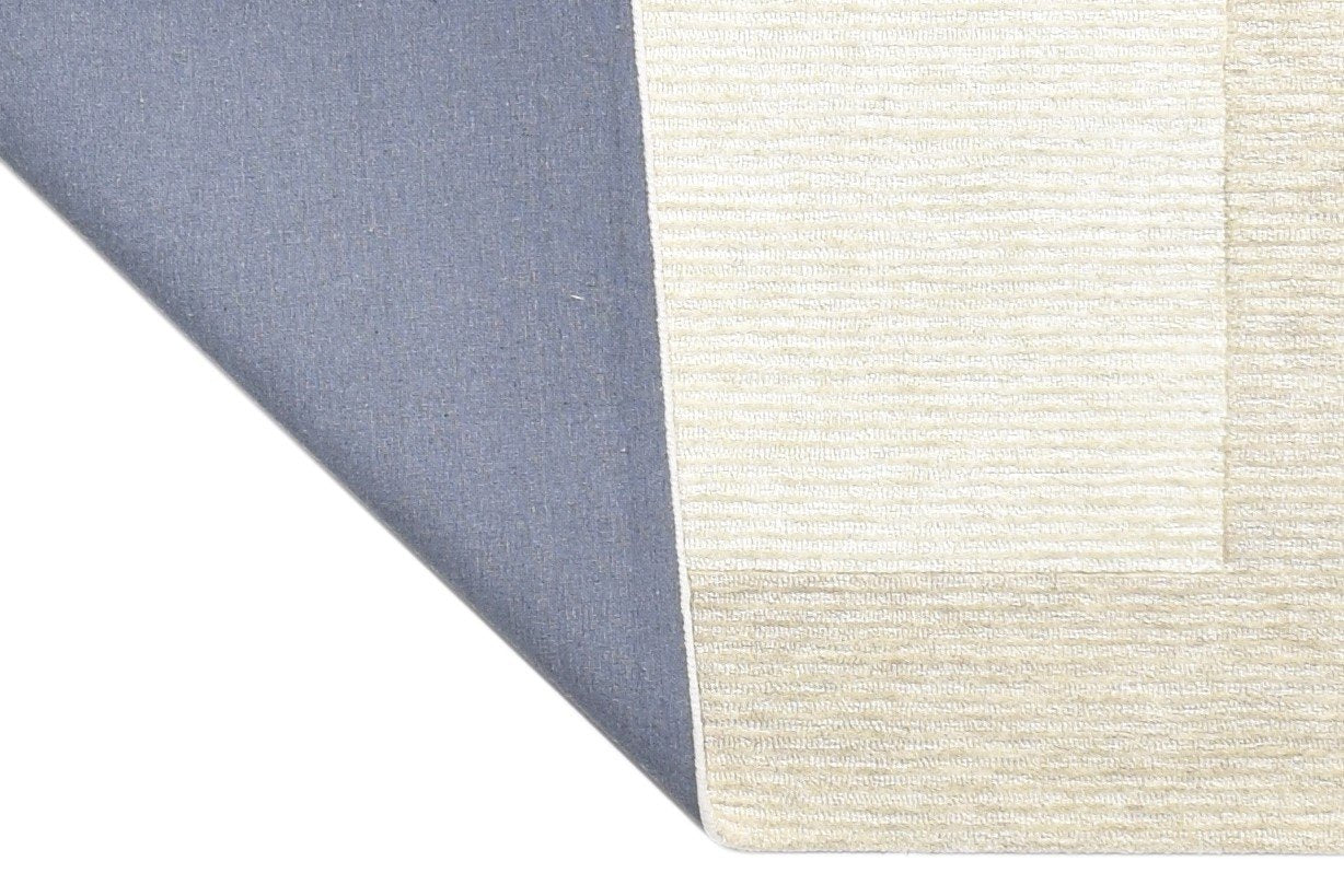 Wool Cream Rug 5' X 8' Modern Hand Tufted Scandinavian Bordered Room Size Carpet 7865187500181