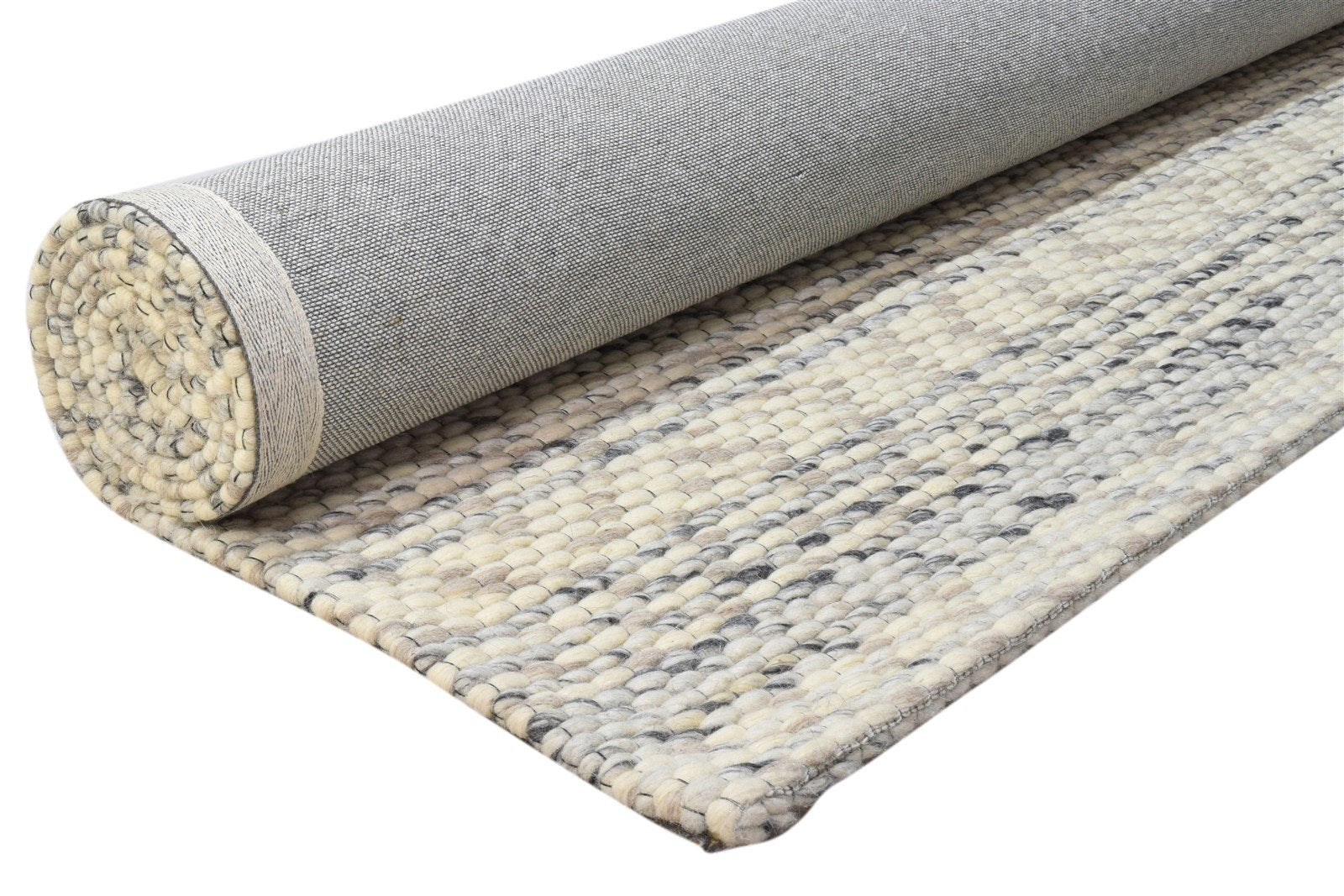 Wool Cream Rug 5' X 8' Modern Hand Woven Scandinavian Striped Room Size Carpet 7860679016597