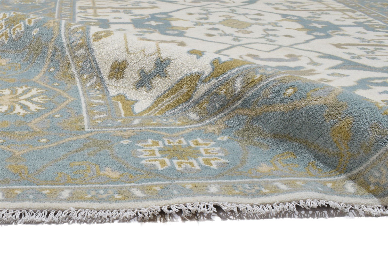 Wool Cream Rug 6' X 9' Persien Hand Knotted Oushak Oriental Large Carpet 7864323244181