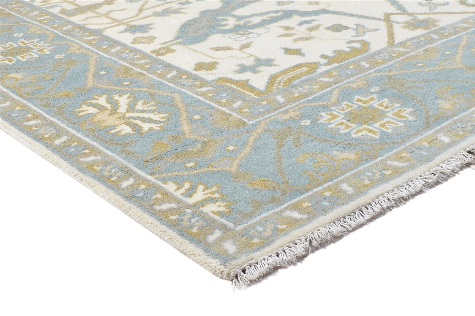 Wool Cream Rug 6' X 9' Persien Hand Knotted Oushak Oriental Large Carpet 7864323244181