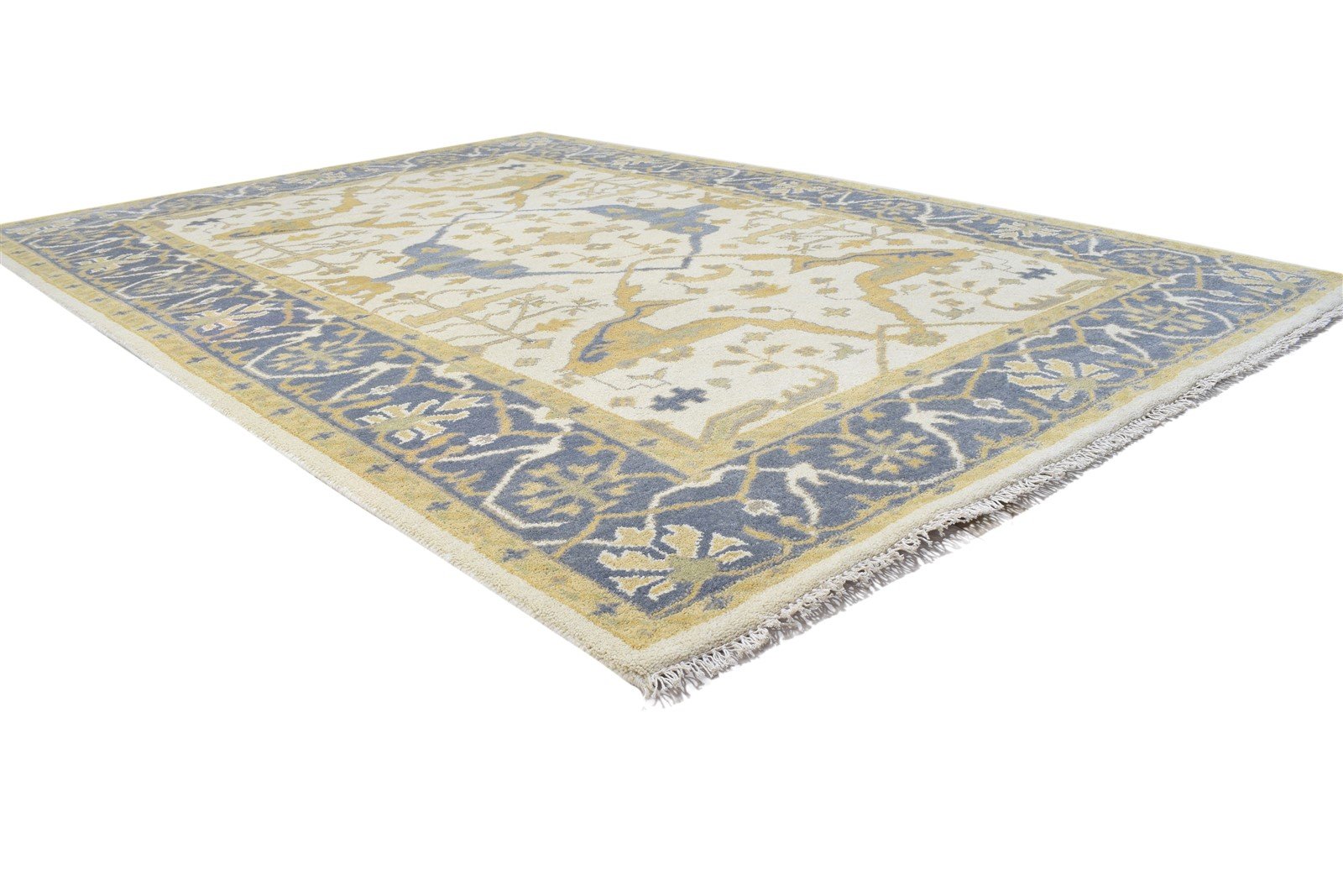 Wool Cream Rug 6' X 9' Persien Hand Knotted Oushak Oriental Large Carpet 7864323801237
