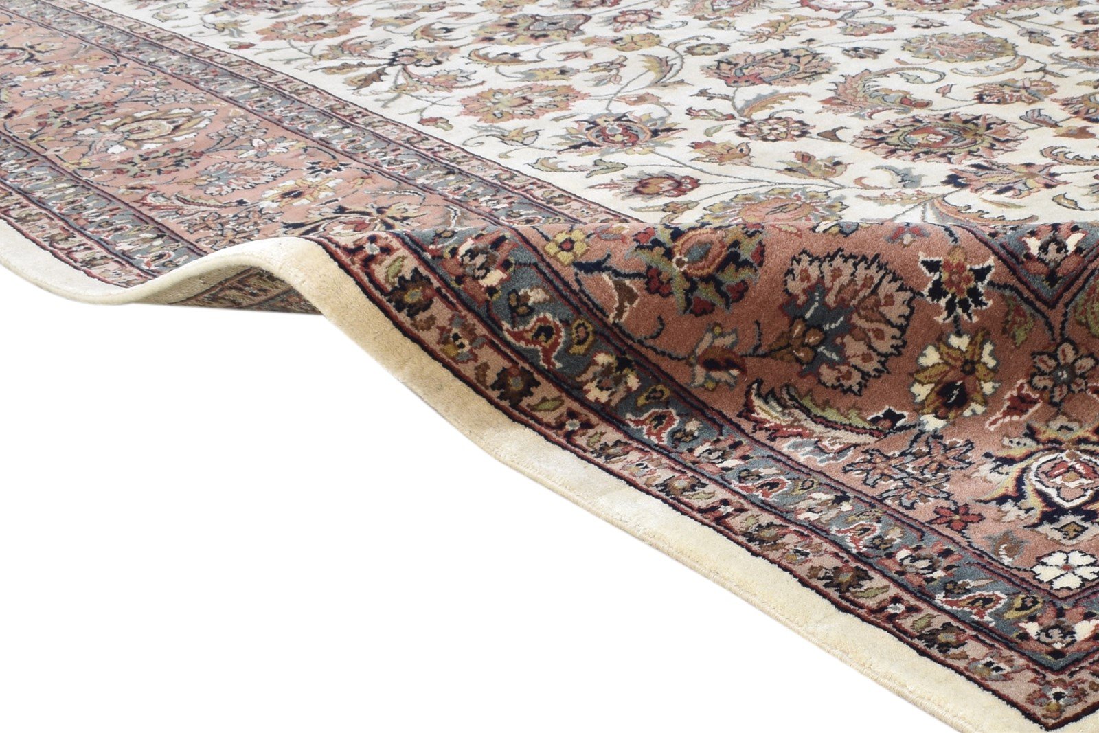 Wool Cream Rug 8' X 10' Persian Hand Knotted Kashan Oriental Large Carpet 7864635293845