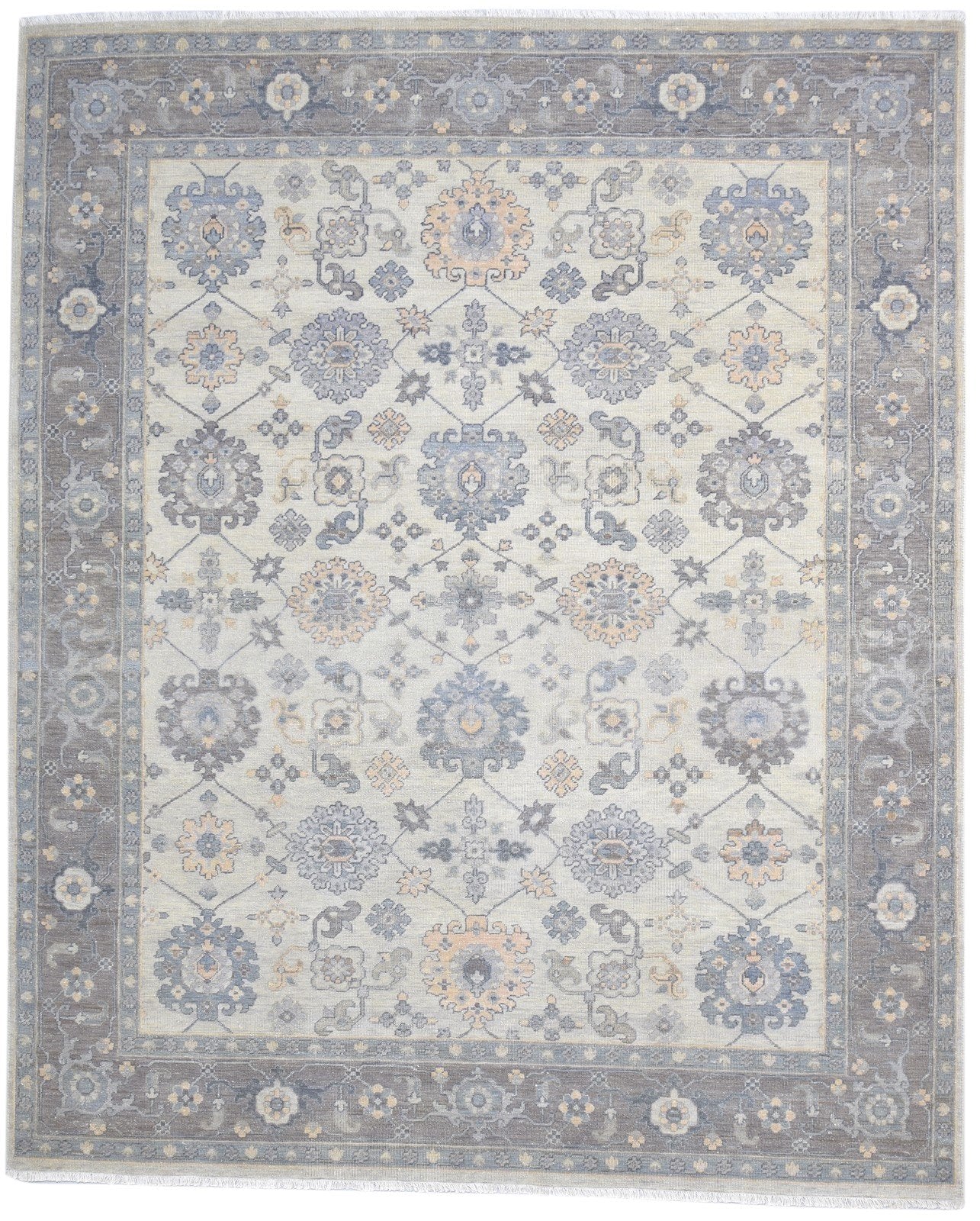 Wool Cream Rug 8' X 10' Persian Hand Knotted Oushak Oriental Large Carpet 7864112971925