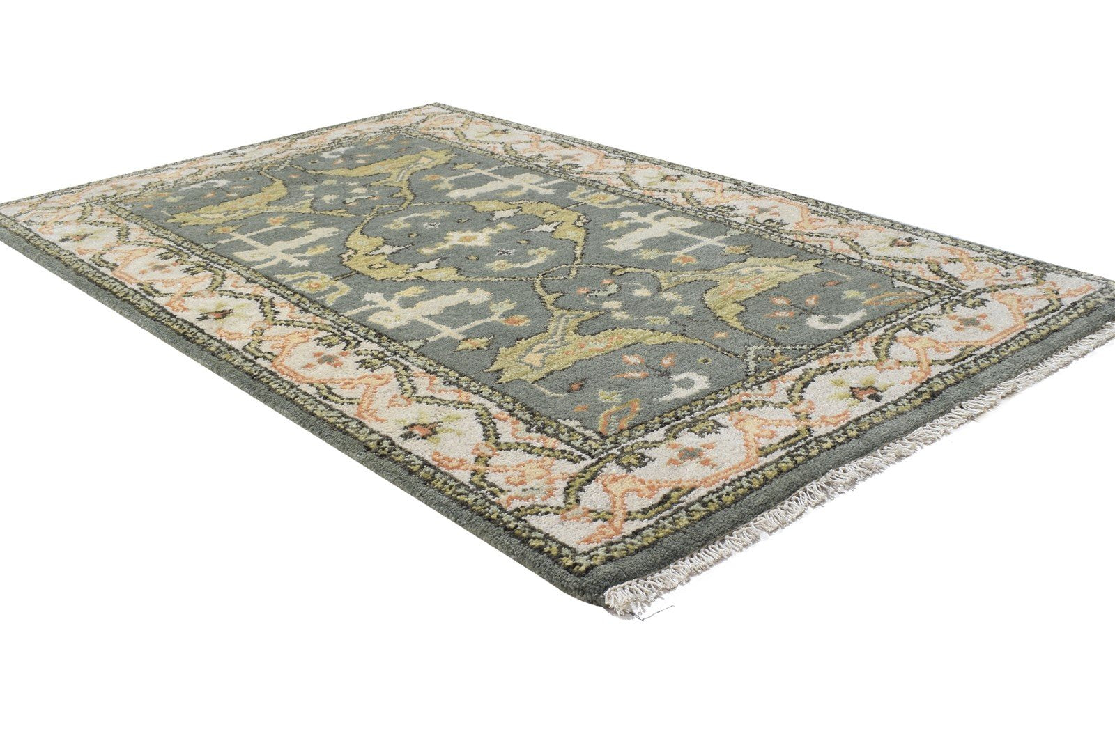 Wool Dark Grey Rug 3' X 5' Persien Hand Knotted Oushak Oriental Room Size Carpet 7864328257685