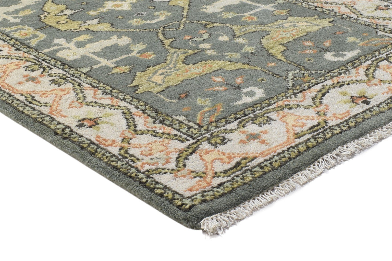Wool Dark Grey Rug 3' X 5' Persien Hand Knotted Oushak Oriental Room Size Carpet 7864328257685