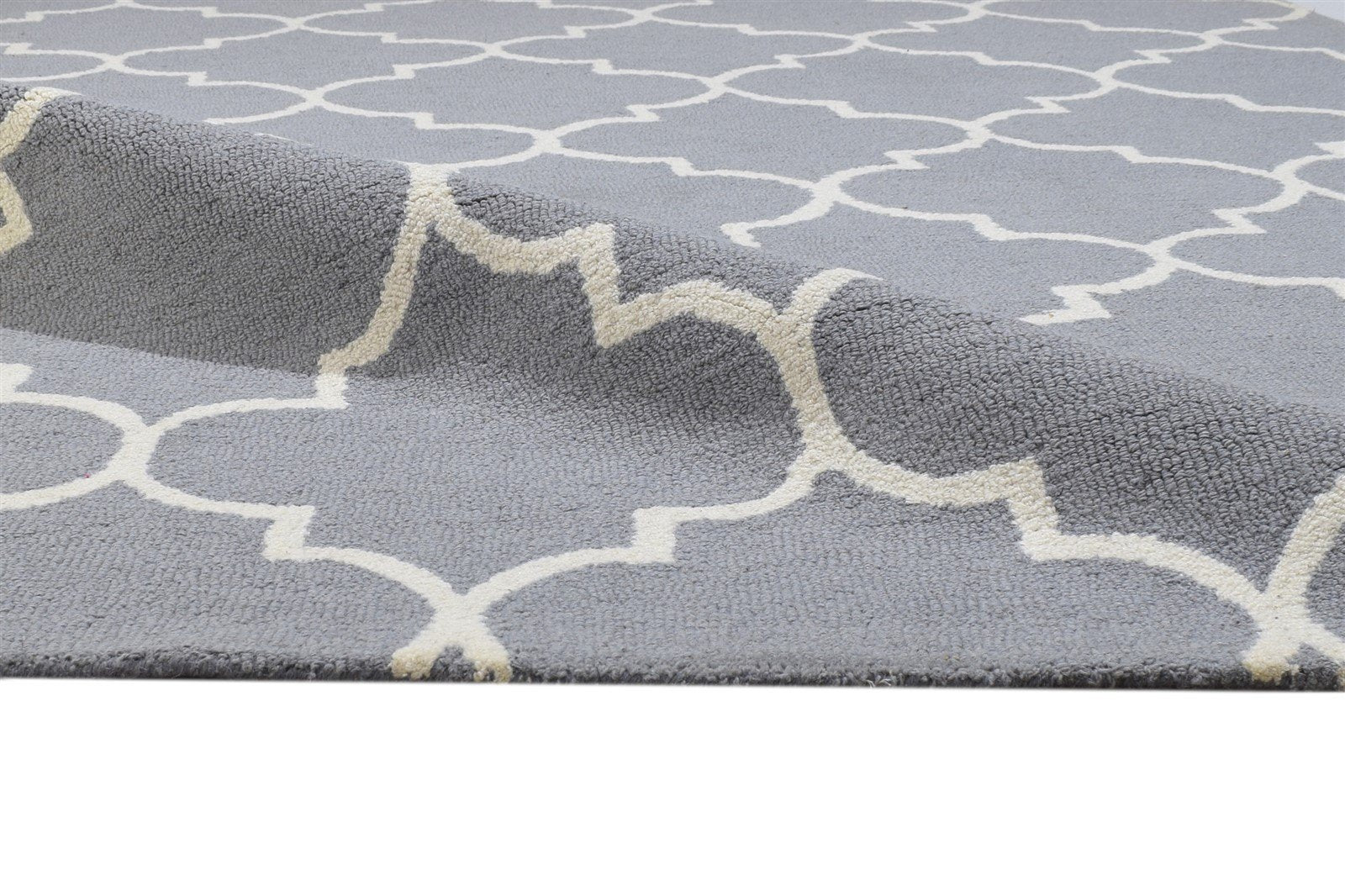Wool Dark Grey Rug 5' X 8' Modern Hand Tufted Moroccan Trellis Room Size Carpet 7864308105365