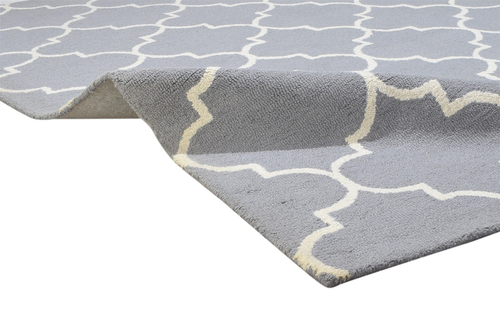 Wool Dark Grey Rug 5' X 8' Modern Hand Tufted Moroccan Trellis Room Size Carpet 7864308105365