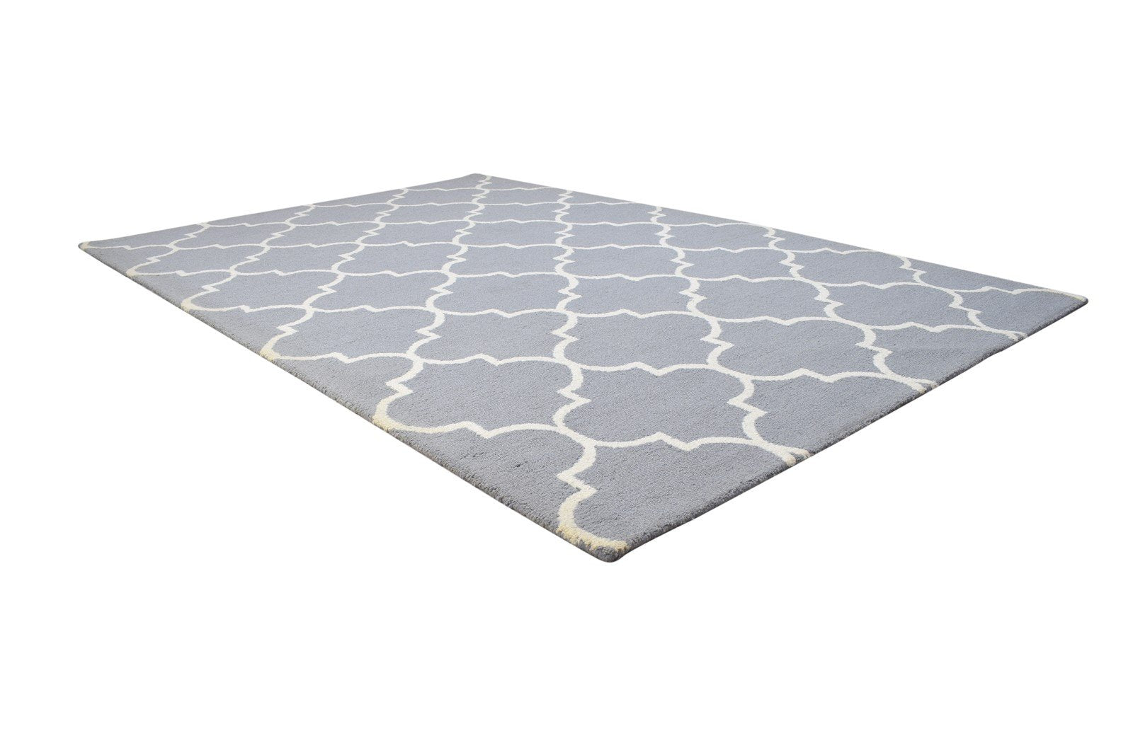 Wool Dark Grey Rug 5' X 8' Modern Hand Tufted Moroccan Trellis Room Size Carpet 7864308105365