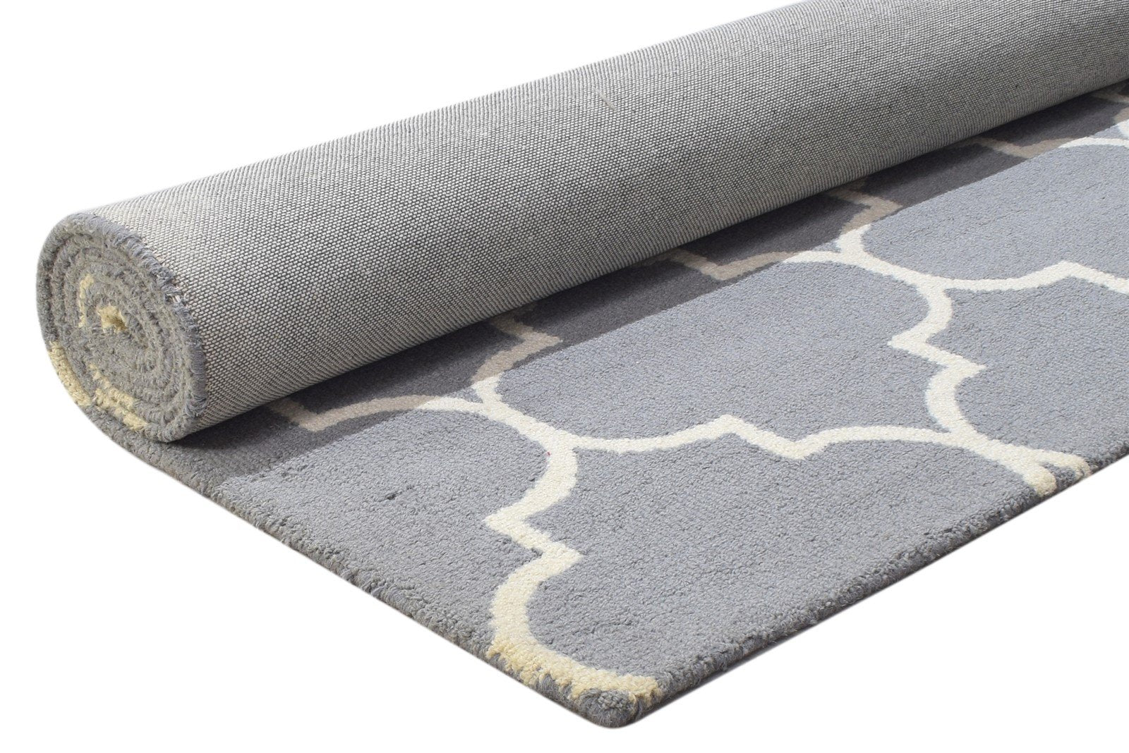 Wool Dark Grey Rug 5' X 8' Modern Hand Tufted Moroccan Trellis Room Size Carpet 7864308105365