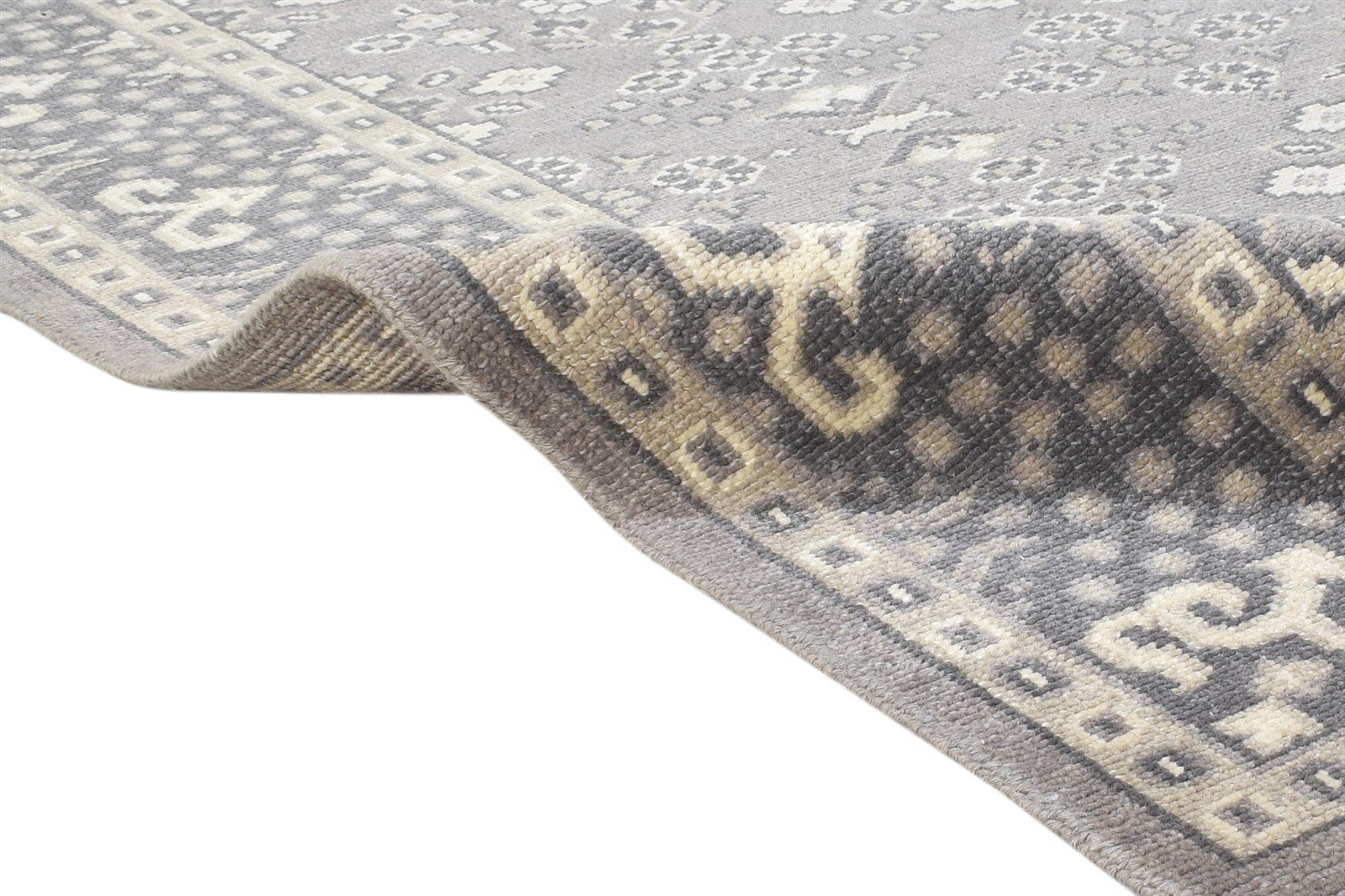 Wool Dark Grey Rug 6X9 Persian Hand Knotted Bokhara Oriental Room Size Carpet 7864800936085