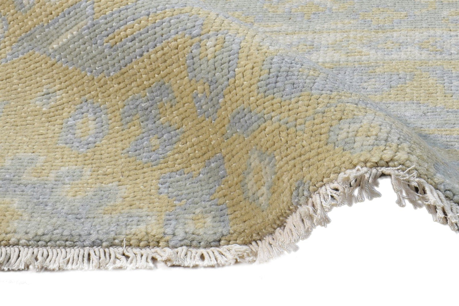 Wool Gold Rug 2' X 2' Persian Hand Knotted Oushak Oriental Small Carpet 7865157419157