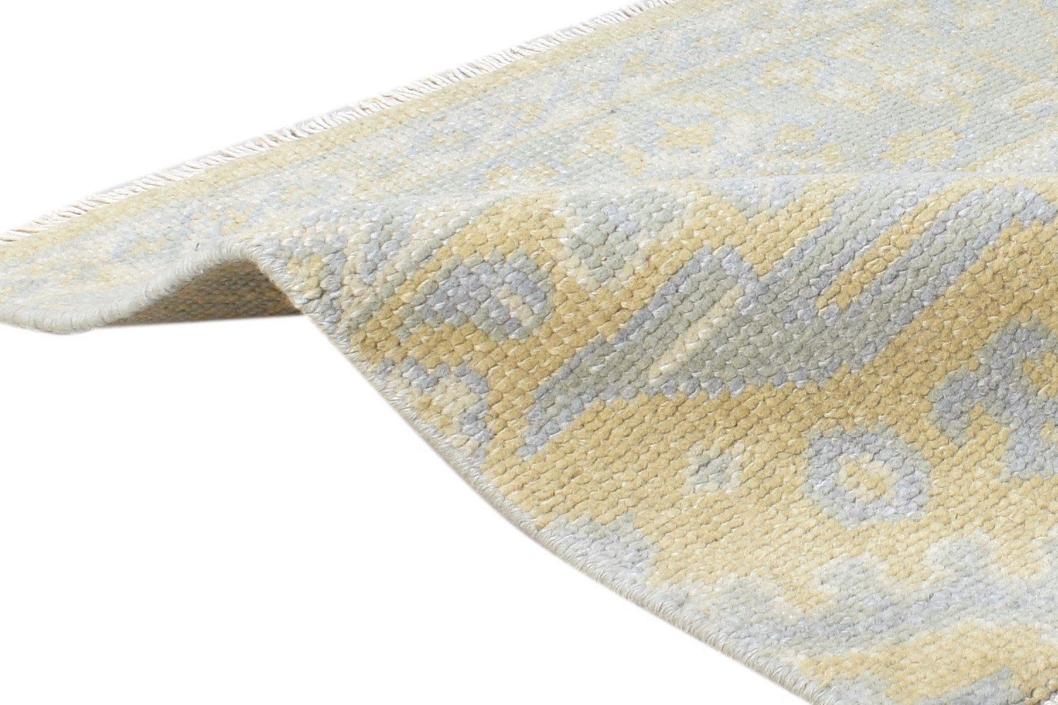 Wool Gold Rug 2' X 2' Persian Hand Knotted Oushak Oriental Small Carpet 7865157419157