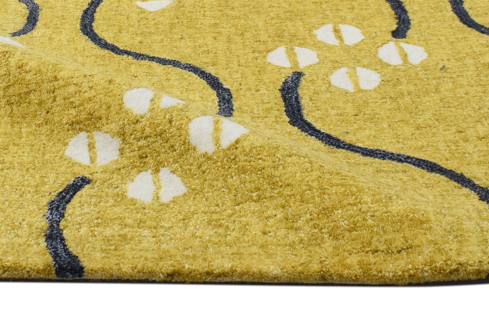 Wool Gold Rug 2' X 3' Modern Hand Tufted French Trellis Small Carpet 7864133779605