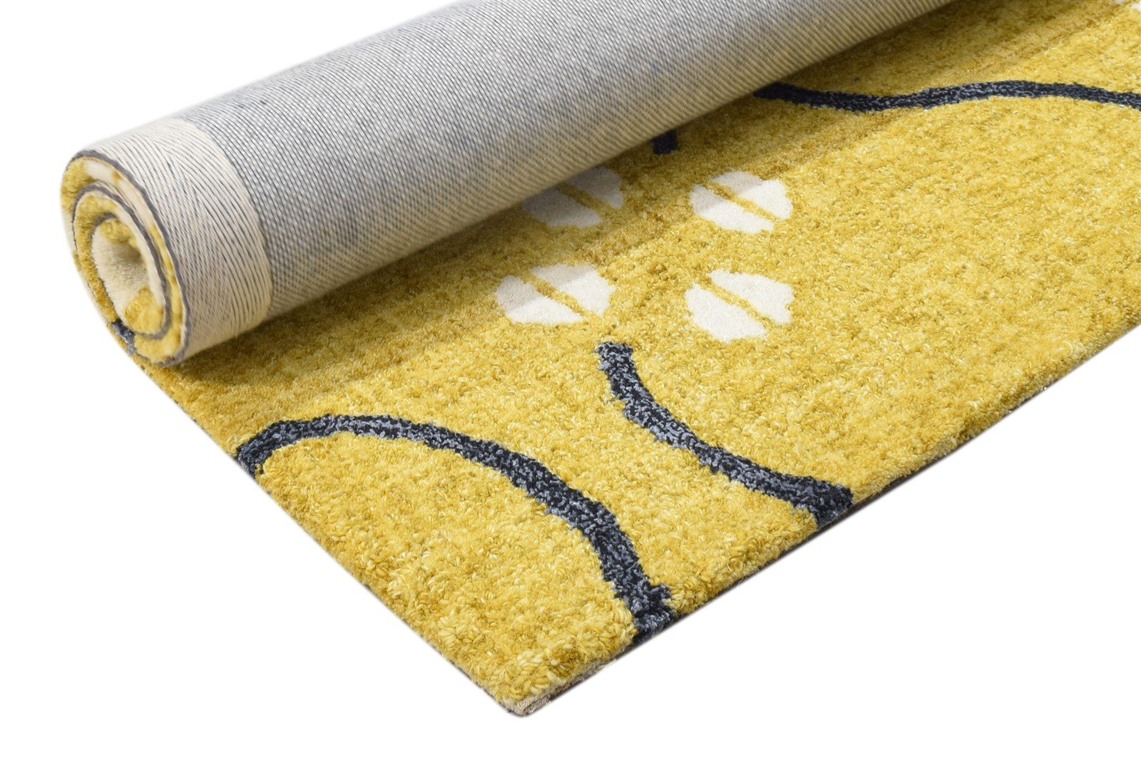 Wool Gold Rug 2' X 3' Modern Hand Tufted French Trellis Small Carpet 7864133779605