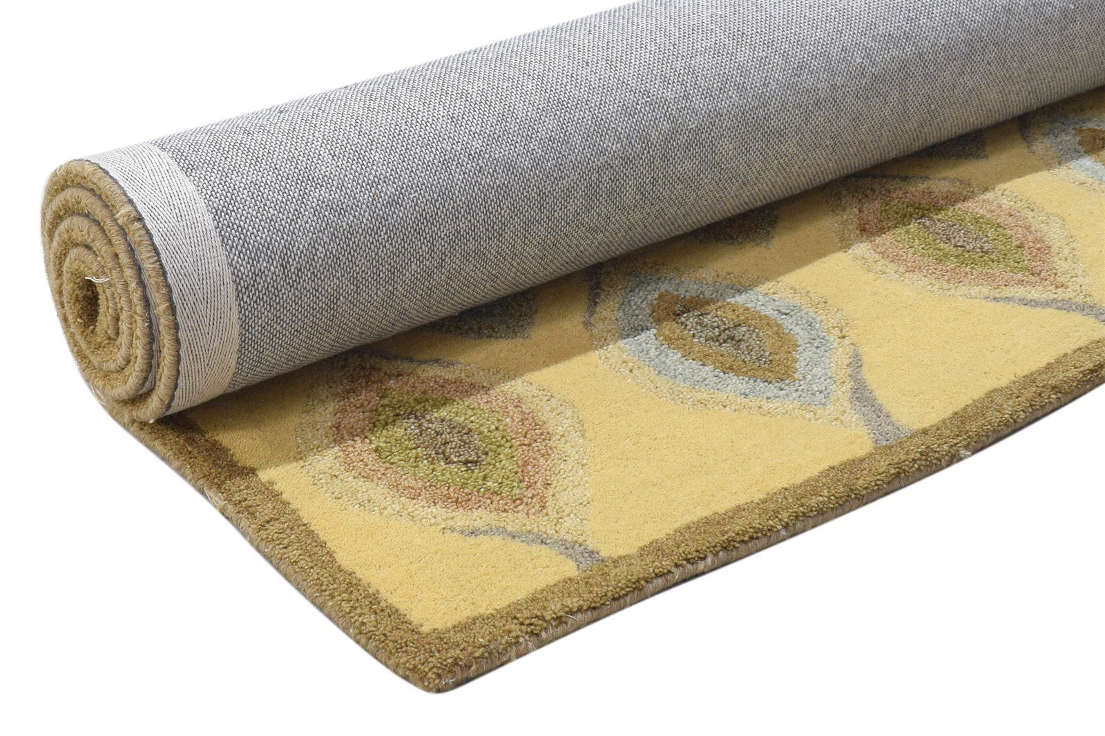 Wool Gold Rug 3' X 5' Modern Hand Tufted Moroccan Diamond Room Size Carpet 7864181358741