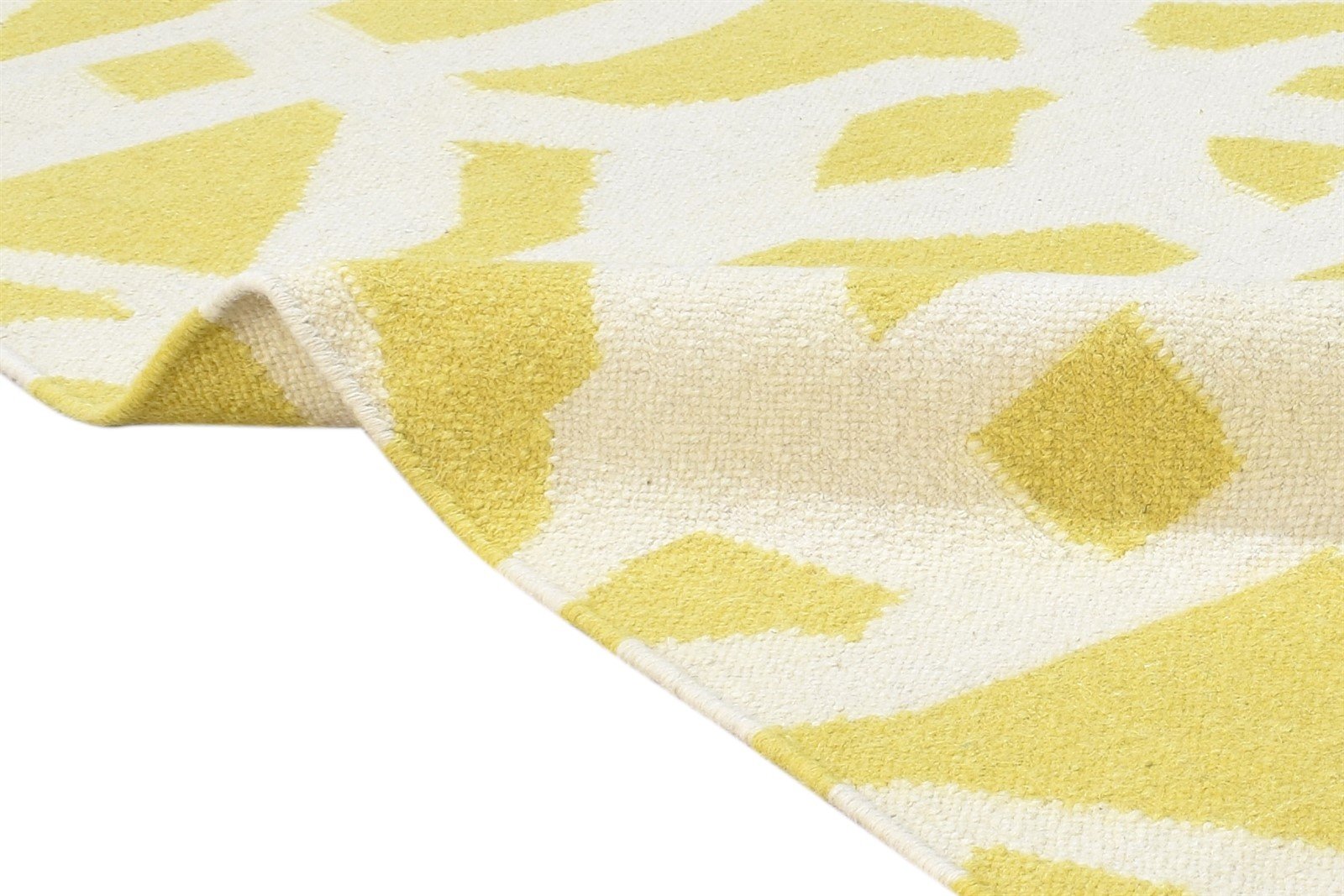 Wool Gold Rug 5' X 8' Modern Dhurrie Scandinavian Abstract Room Size Carpet 7865045647509