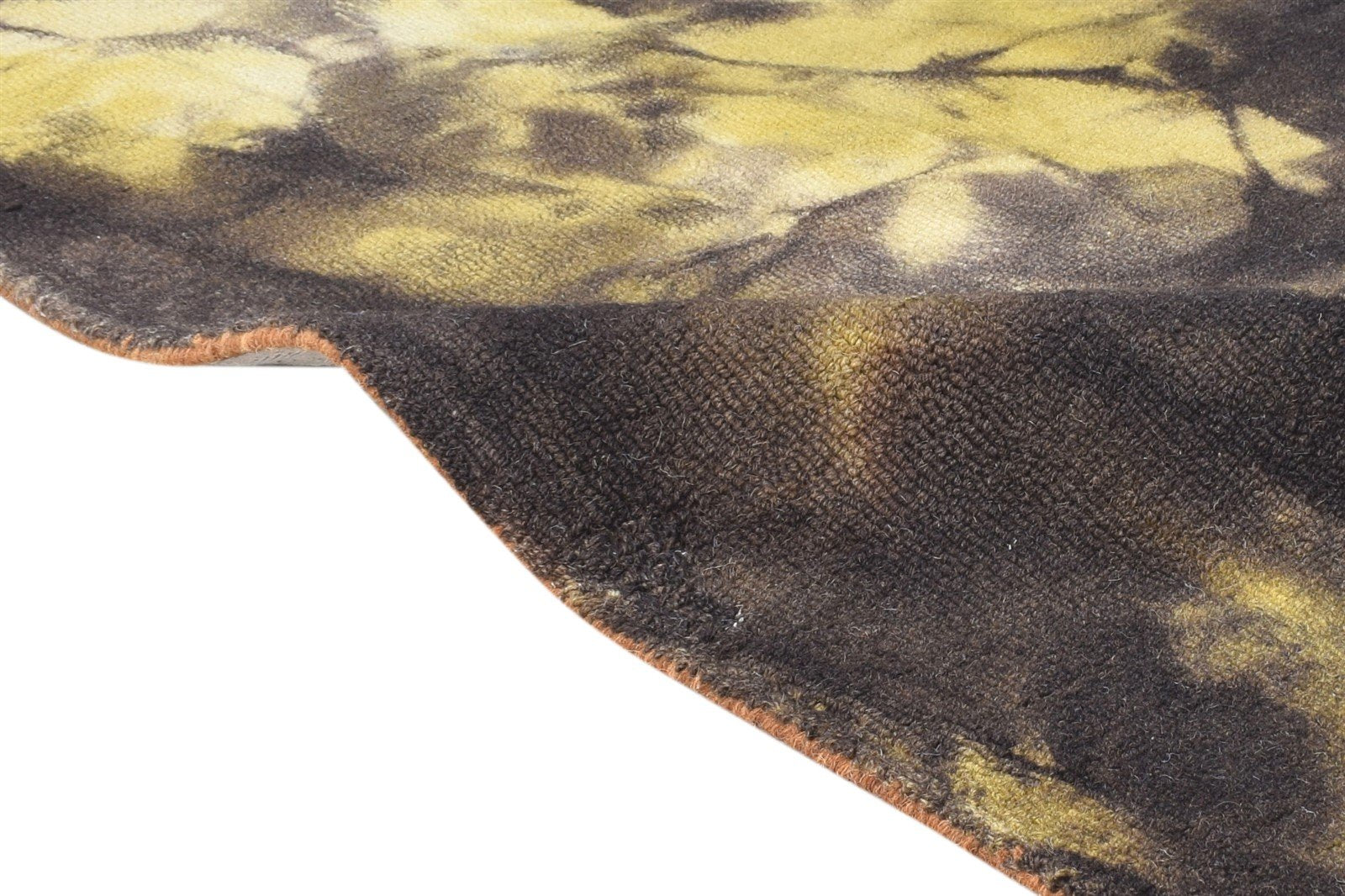 Wool Gold Rug 5' X 8' Modern Hand Tufted Shibori Tie Dye Room Size Carpet 7865198837909