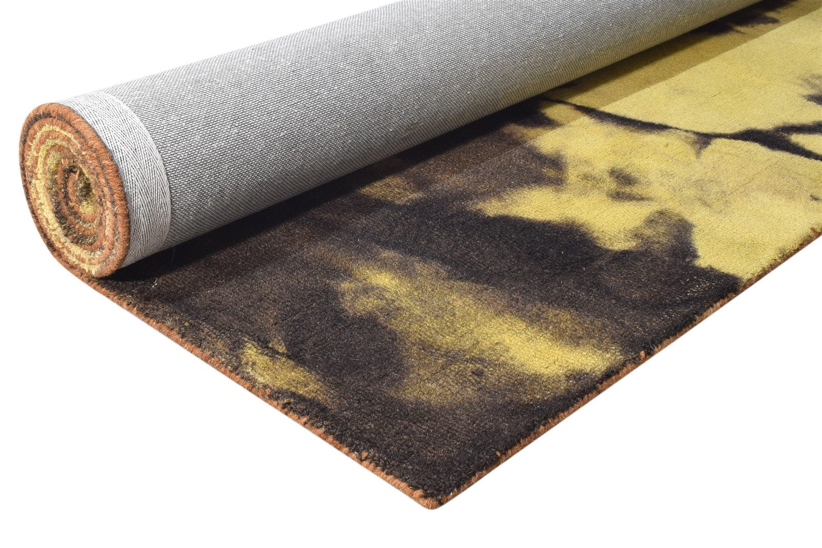 Wool Gold Rug 5' X 8' Modern Hand Tufted Shibori Tie Dye Room Size Carpet 7865198837909