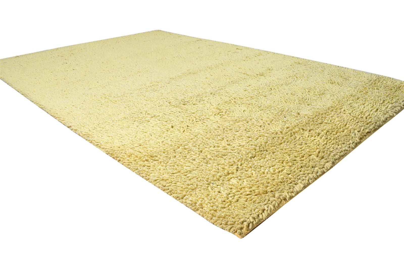Wool Gold Rug 5' X 8' Shag Hand Knotted Scandinavian Solid Room Size Carpet 7865245728917