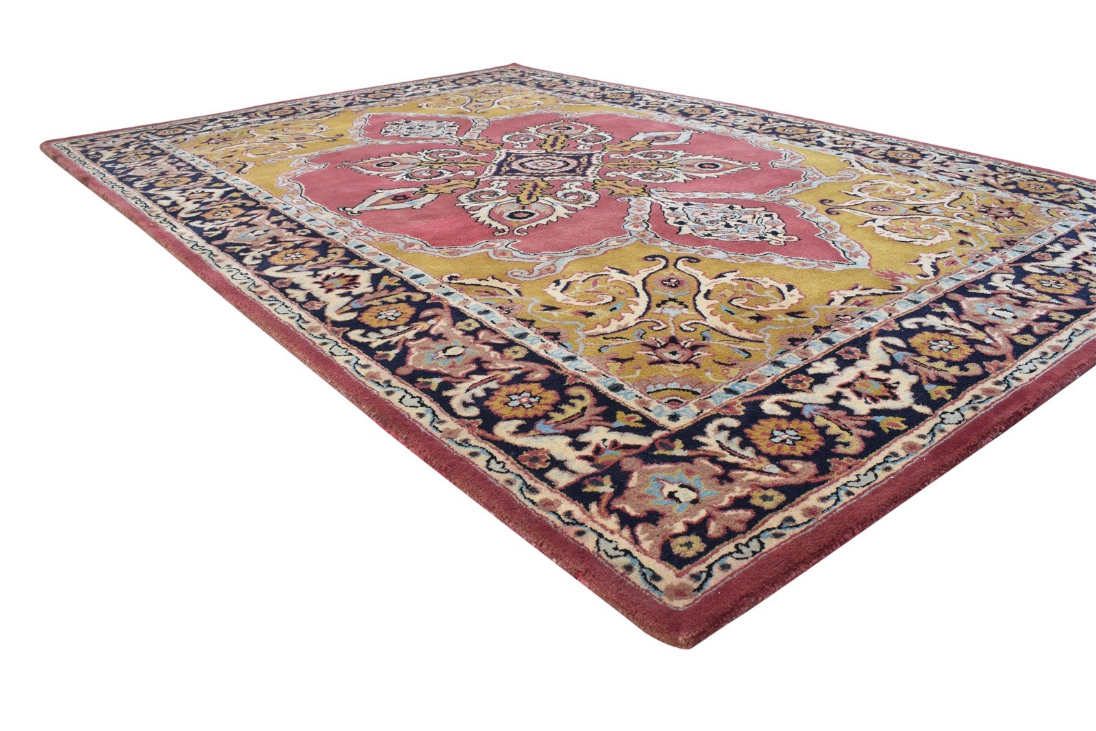 Wool Gold Rug 6' X 9' Persian Hand Tufted Heriz-Indian Oriental Large Carpet 7864172445845
