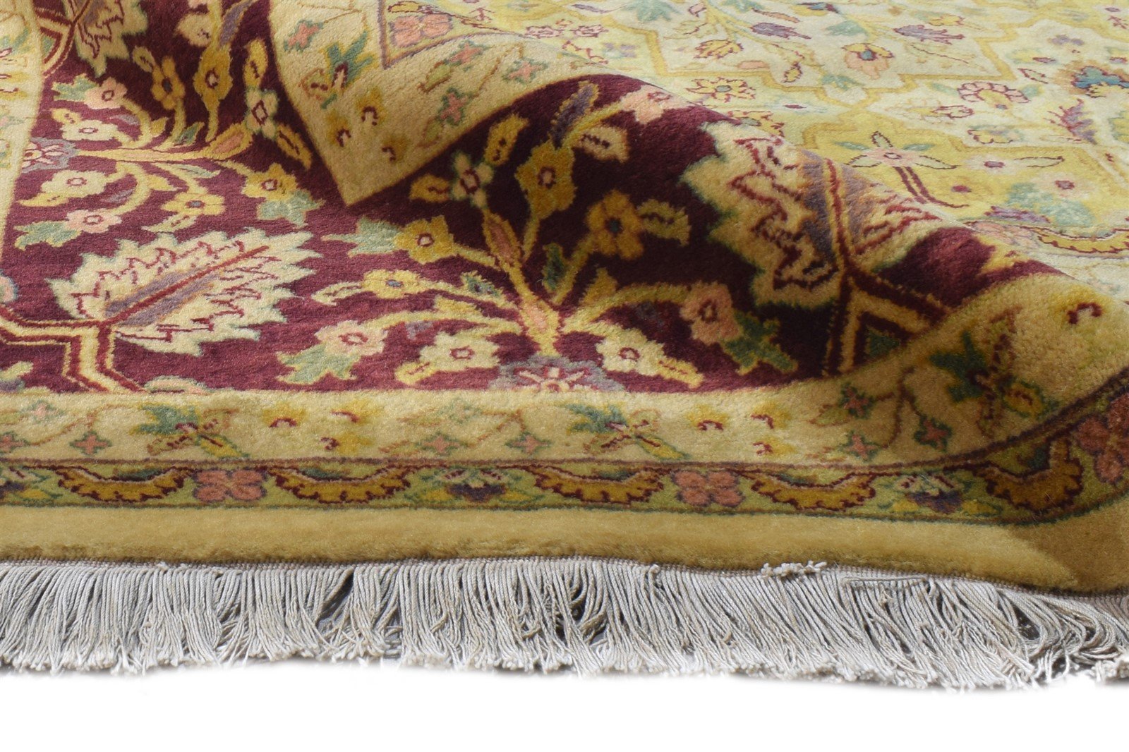 Wool Gold Rug 8' X 10' Persian Hand Knotted Kashan Oriental Large Carpet 7864630542485