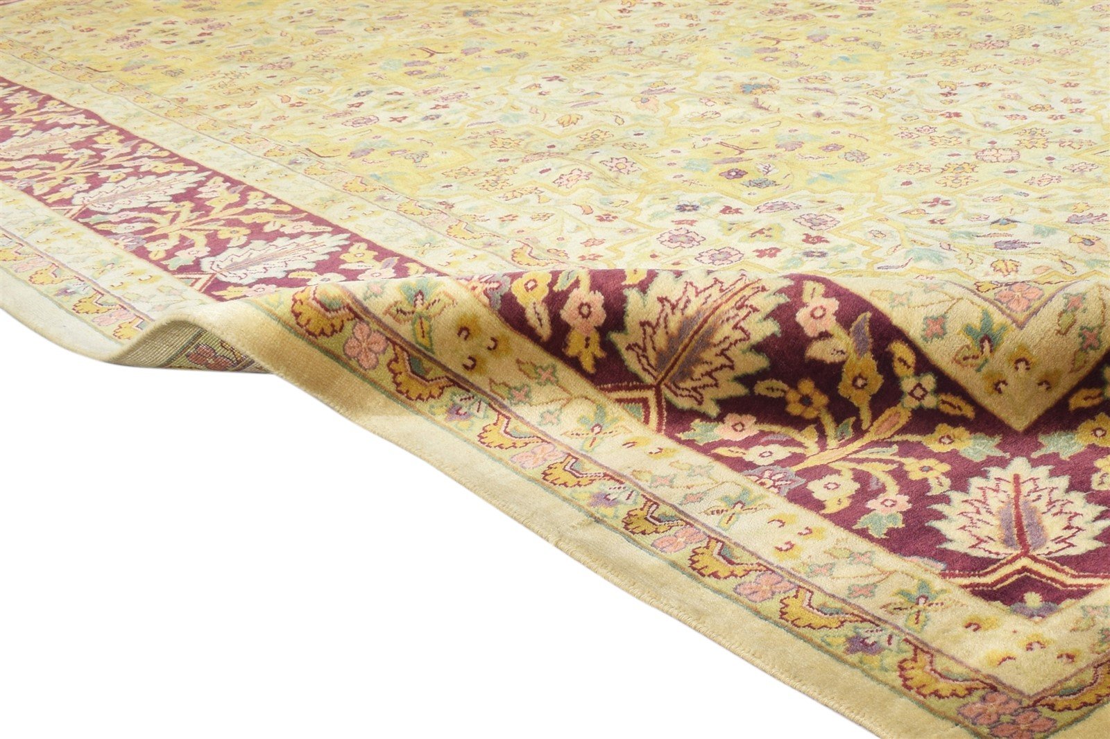 Wool Gold Rug 8' X 10' Persian Hand Knotted Kashan Oriental Large Carpet 7864630542485