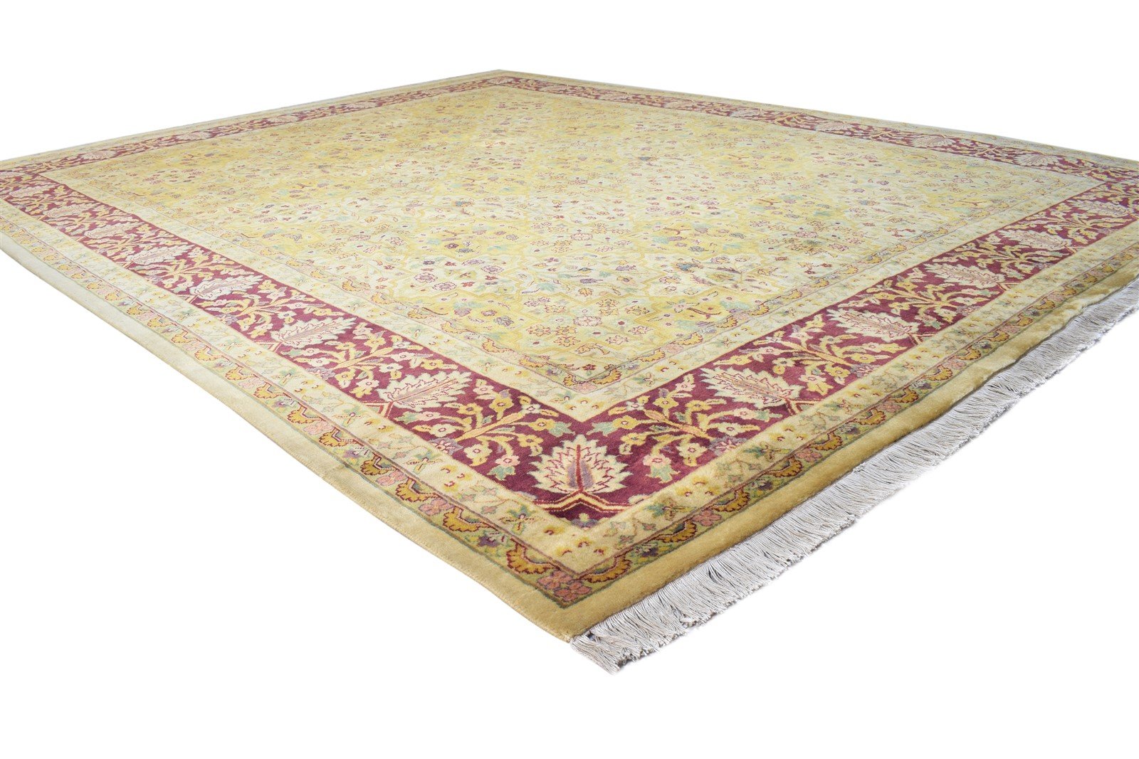 Wool Gold Rug 8' X 10' Persian Hand Knotted Kashan Oriental Large Carpet 7864630542485