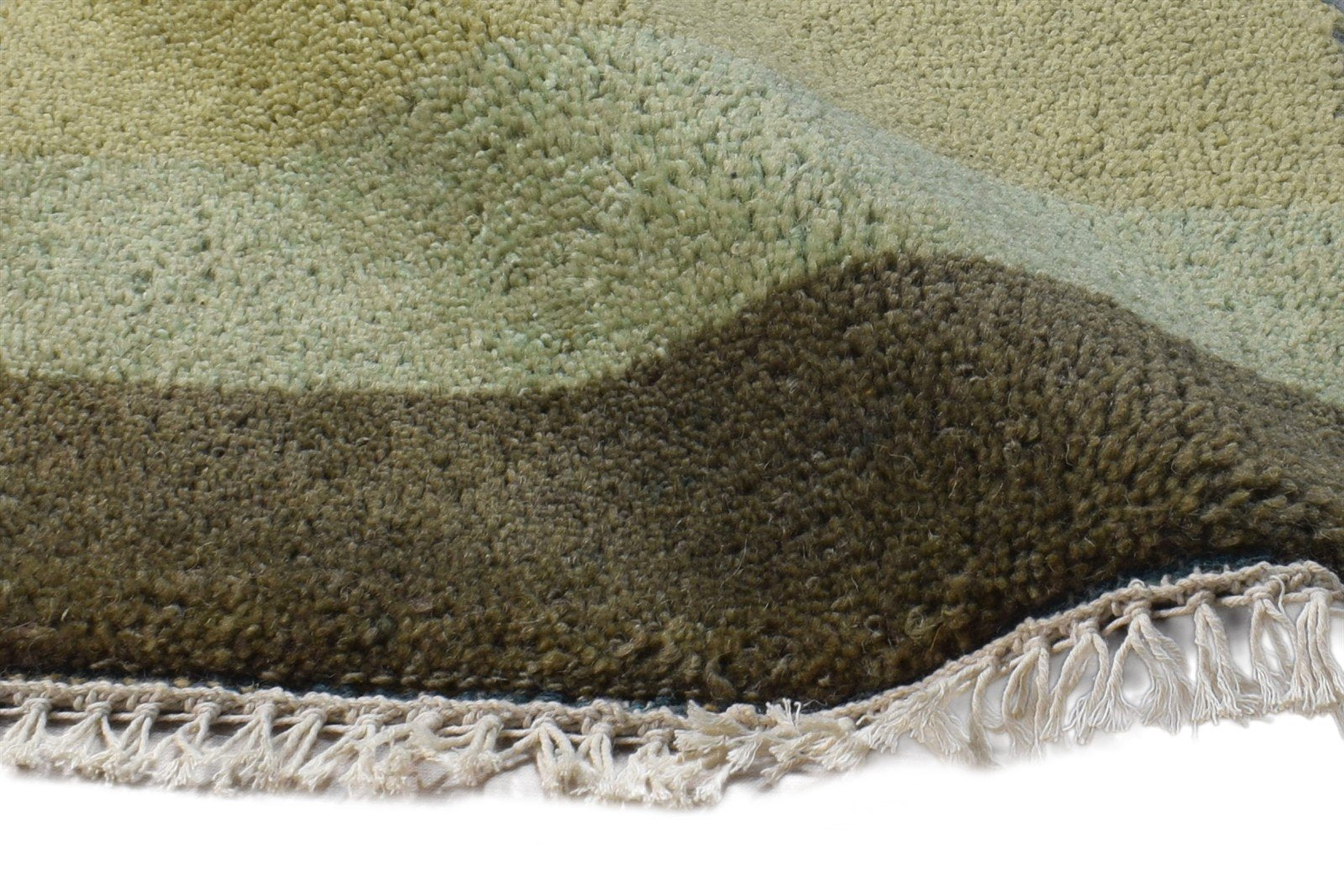 Wool Green Rug 1' X 2' Modern Hand Knotted American Striped Small Carpet 7865186156693