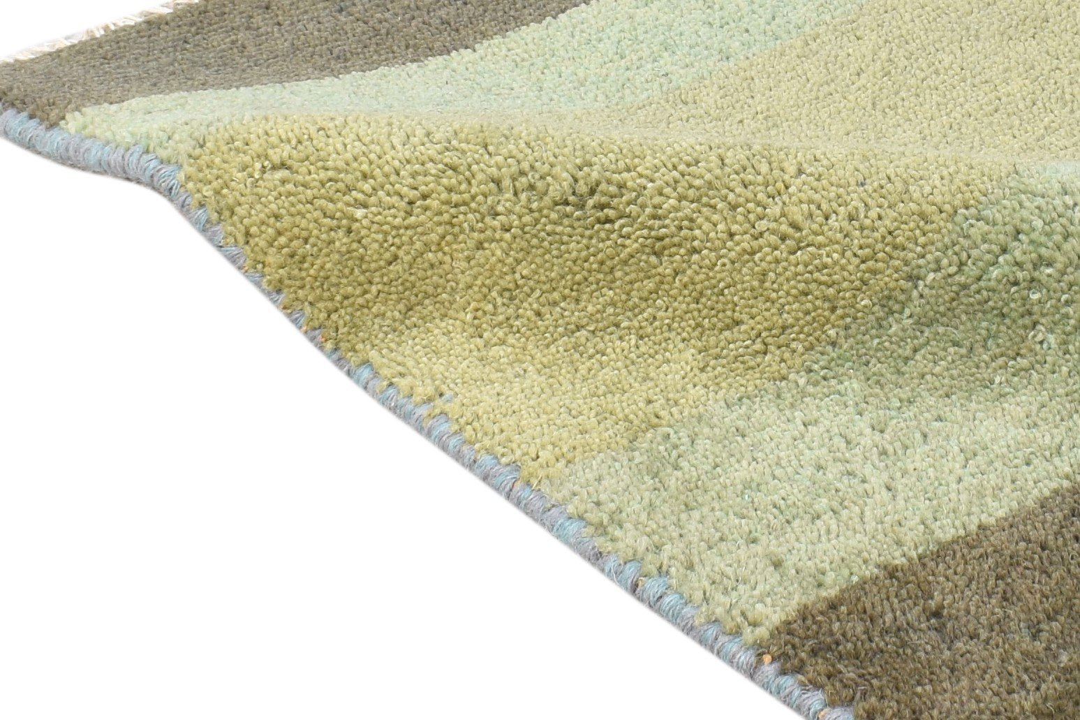 Wool Green Rug 1' X 2' Modern Hand Knotted American Striped Small Carpet 7865186156693