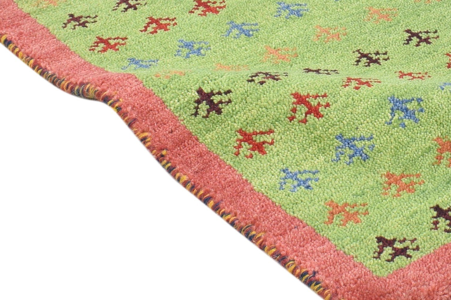 Wool Green Rug 1' X 2' Modern Hand Knotted French Floral Small Carpet 7865089589397