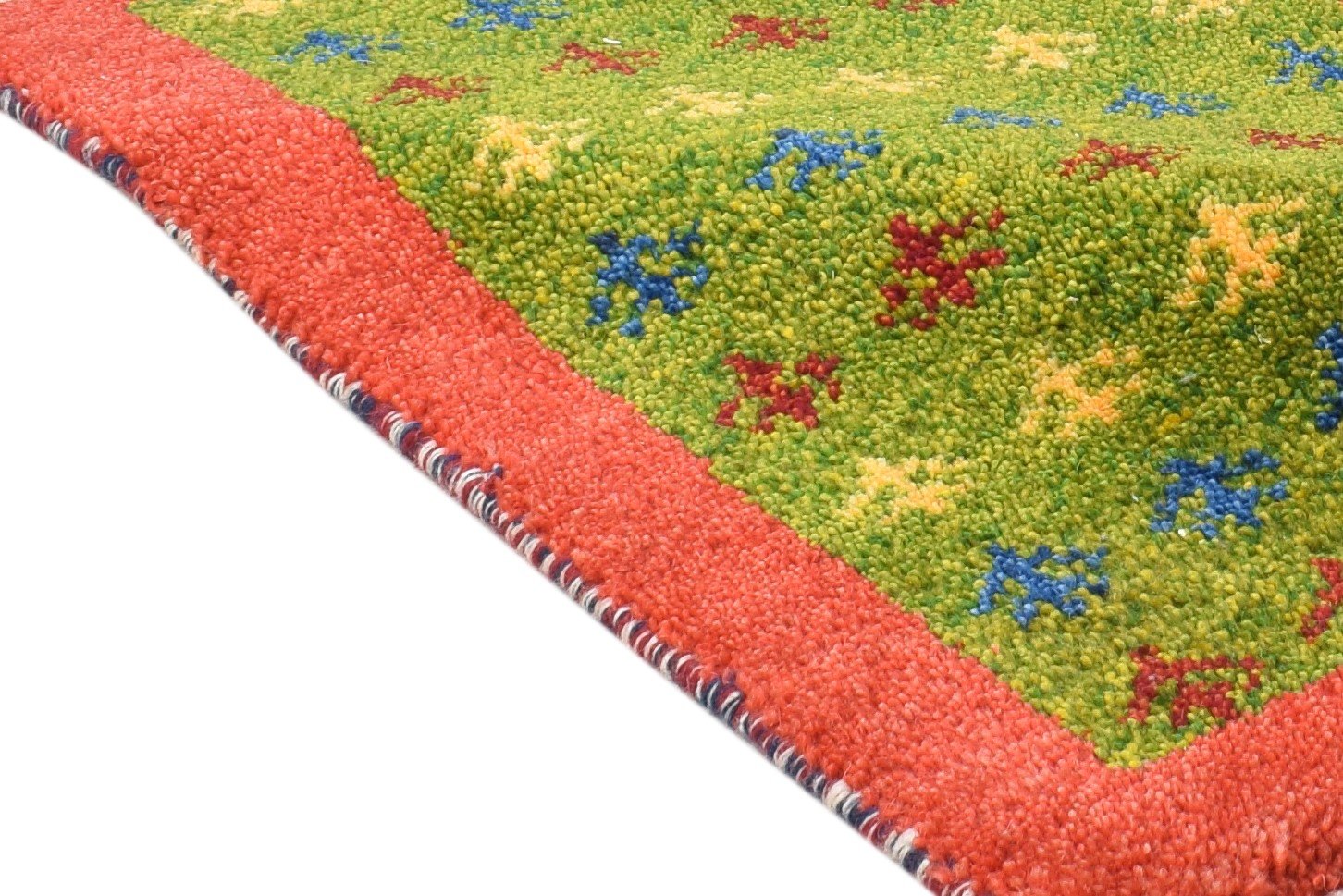 Wool Green Rug 1' X 2' Southwestern Hand Knotted Gabbeh Tribal Small Carpet 7865099387029