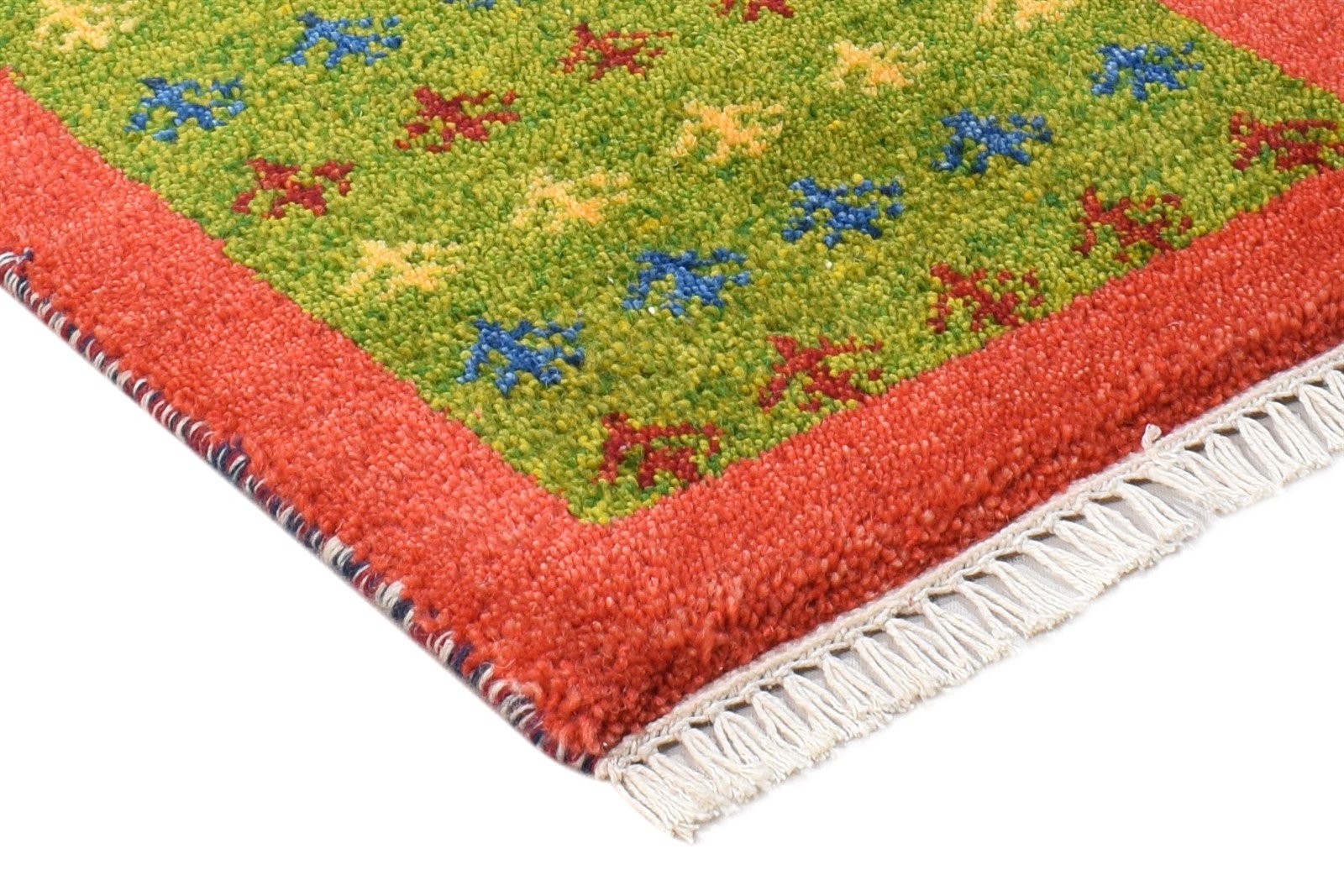 Wool Green Rug 1' X 2' Southwestern Hand Knotted Gabbeh Tribal Small Carpet 7865099387029