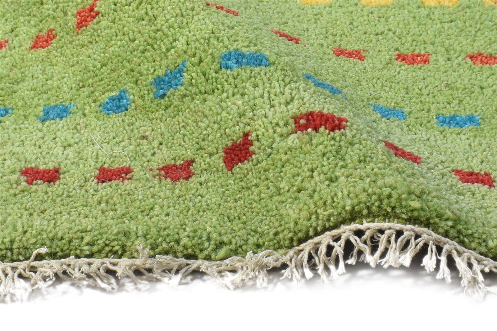 Wool Green Rug 1' X 2' Tribal Hand Knotted Gabbeh Southwestern Small Carpet 7864503468181