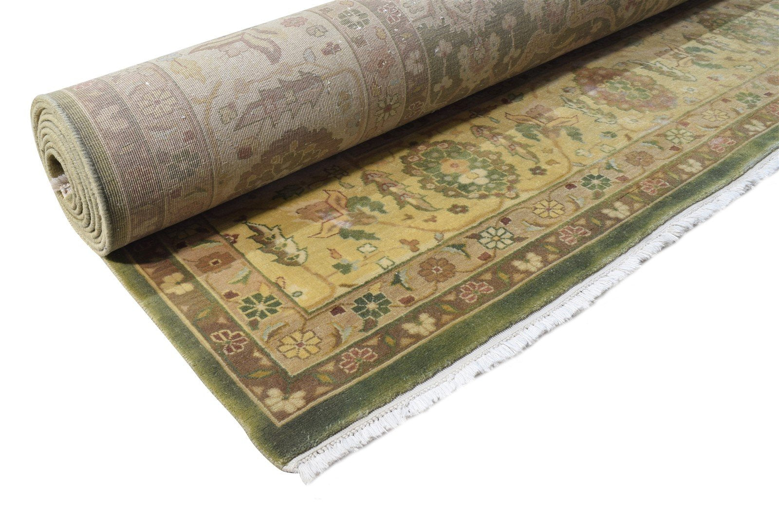 Wool Green Rug 10' X 14' Persian Hand Knotted Kashan Oriental Extra Large Carpet 7865142509717