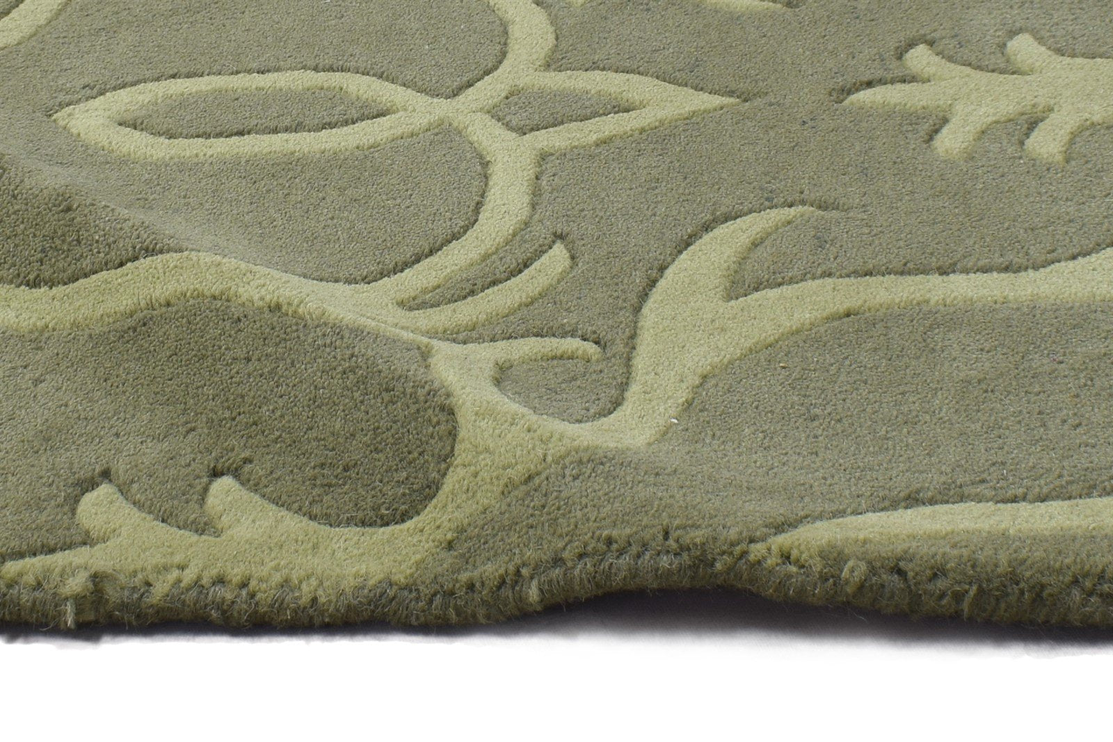 Wool Green Rug 2' X 2' Modern Hand Tufted Moroccan Floral Small Carpet 7864127881365